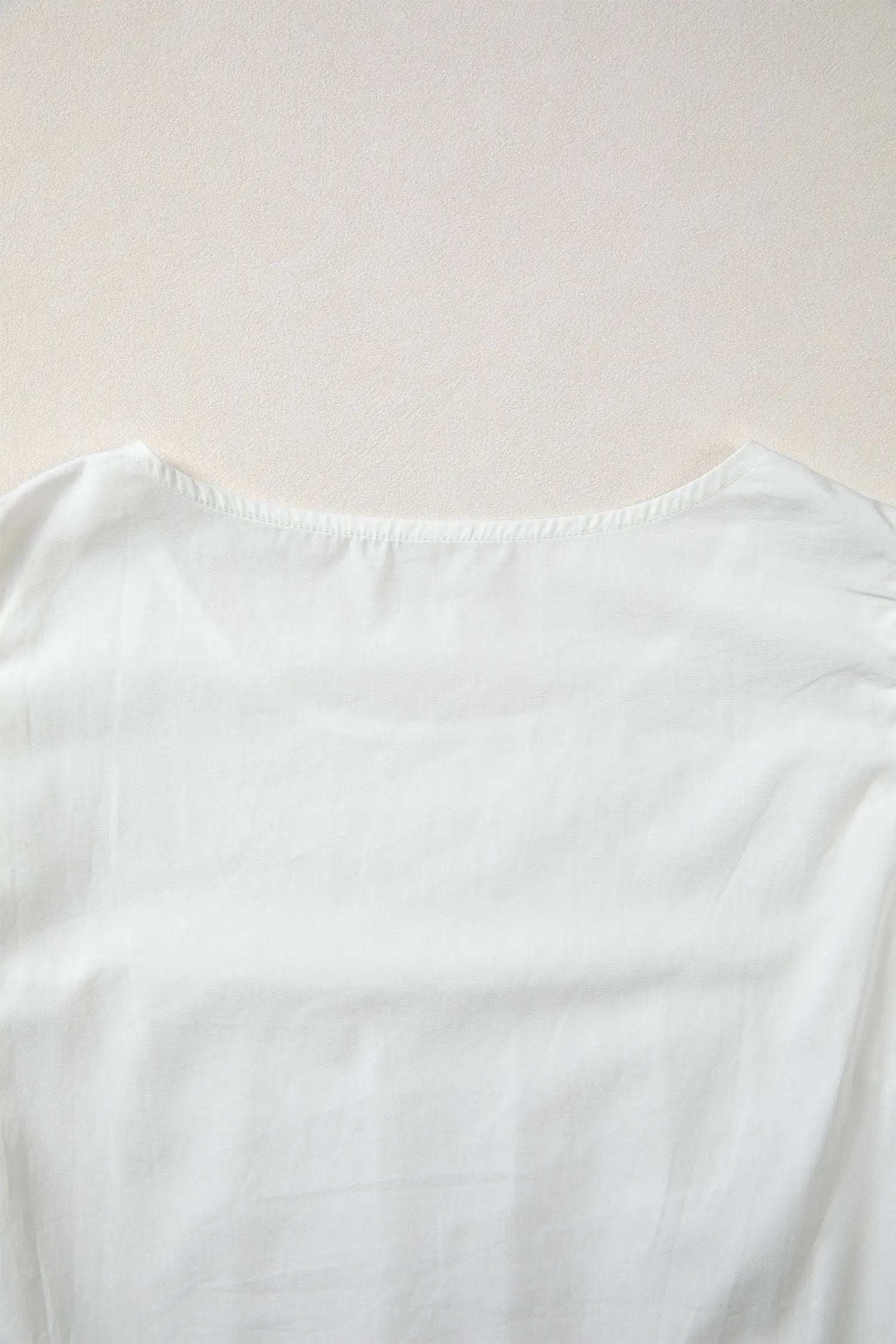 White lace detail flutter sleeve blouse with pleated round neck, Southern Charm style