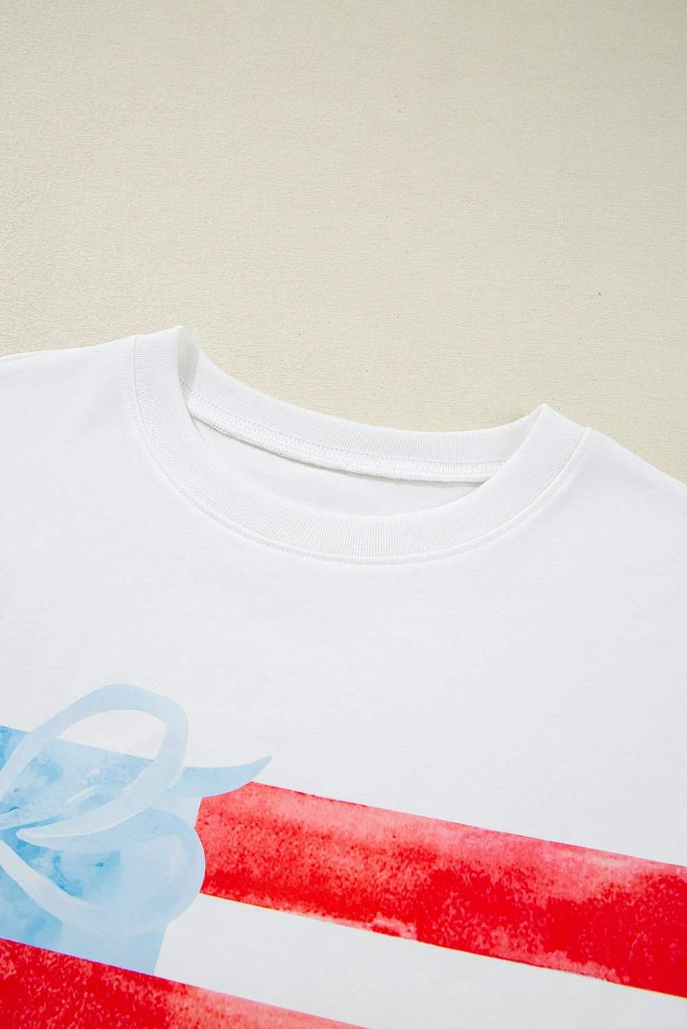 white flag bow graphic crewneck tee for women casual everyday outfit