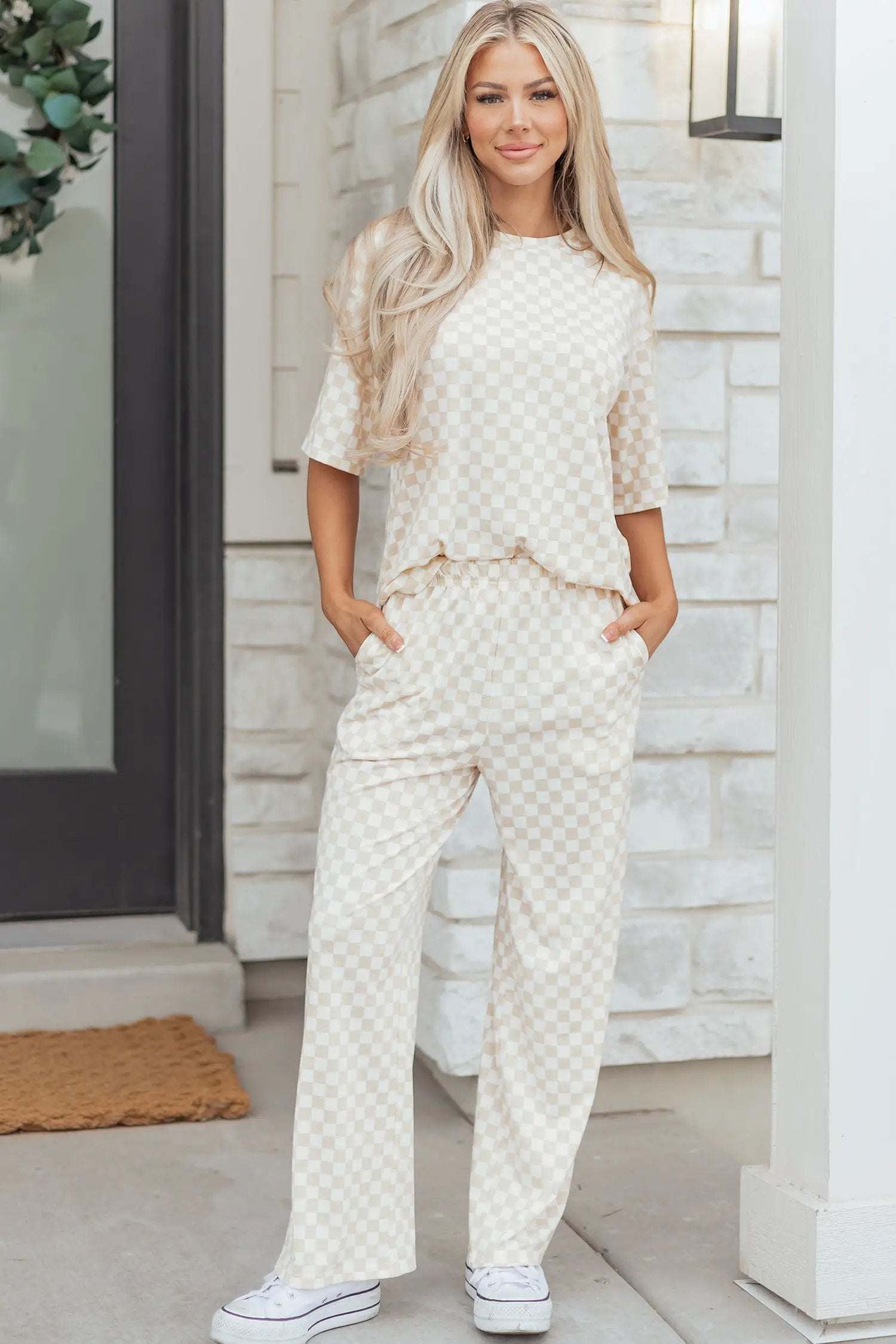Checkered two-piece outfit set