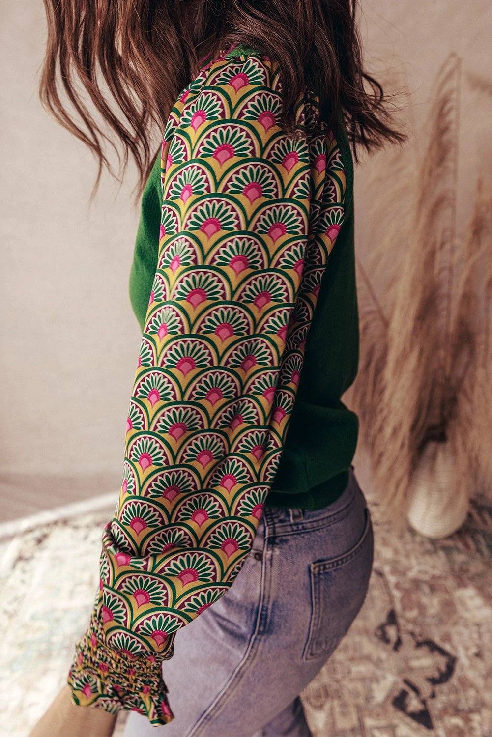  floral patchwork knit sweater for women casual everyday outfit
