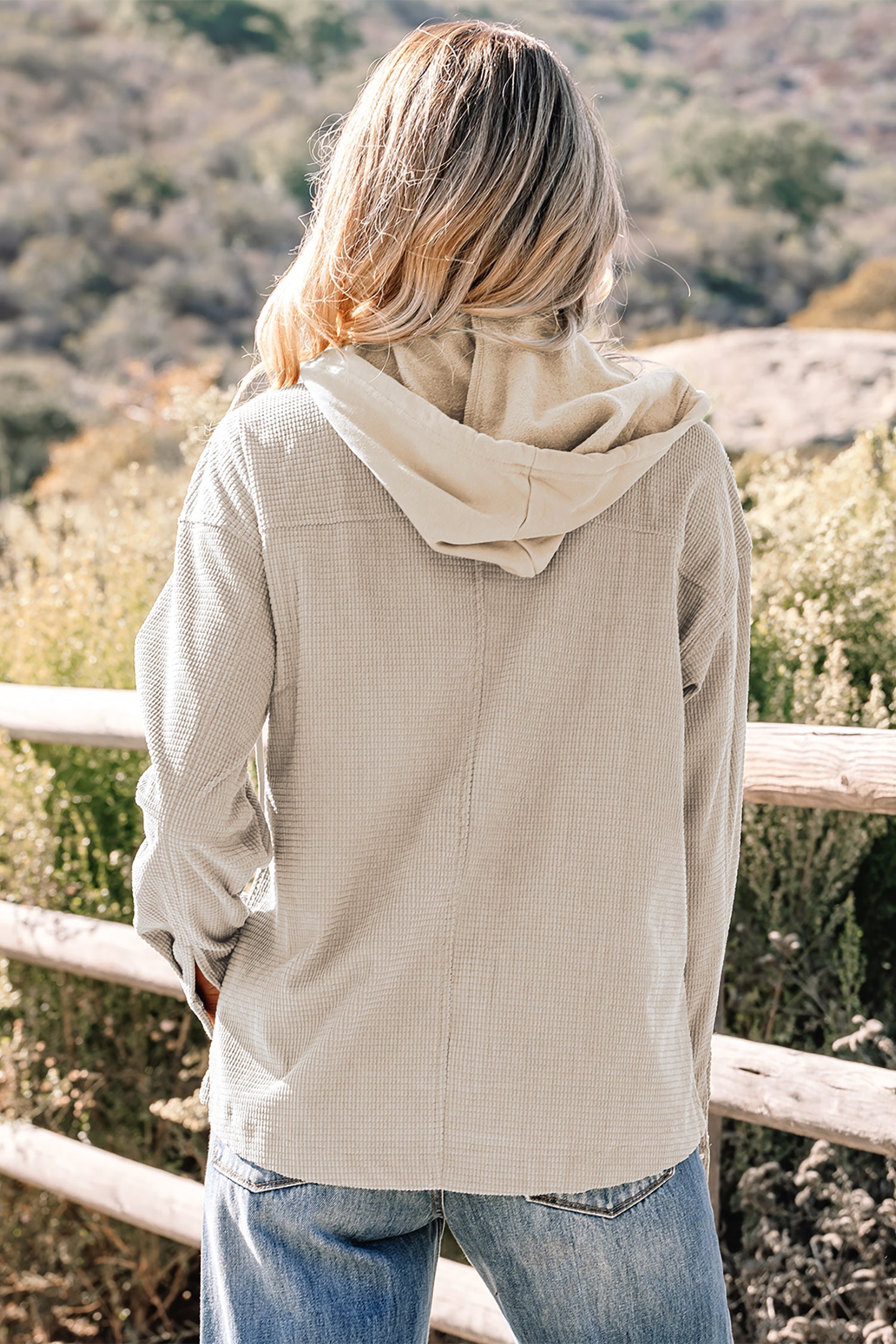 Laurel Green 2 in 1 Thermal Knit Textured Hooded Jacket