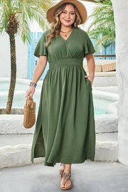 Plus size surplice maxi dress