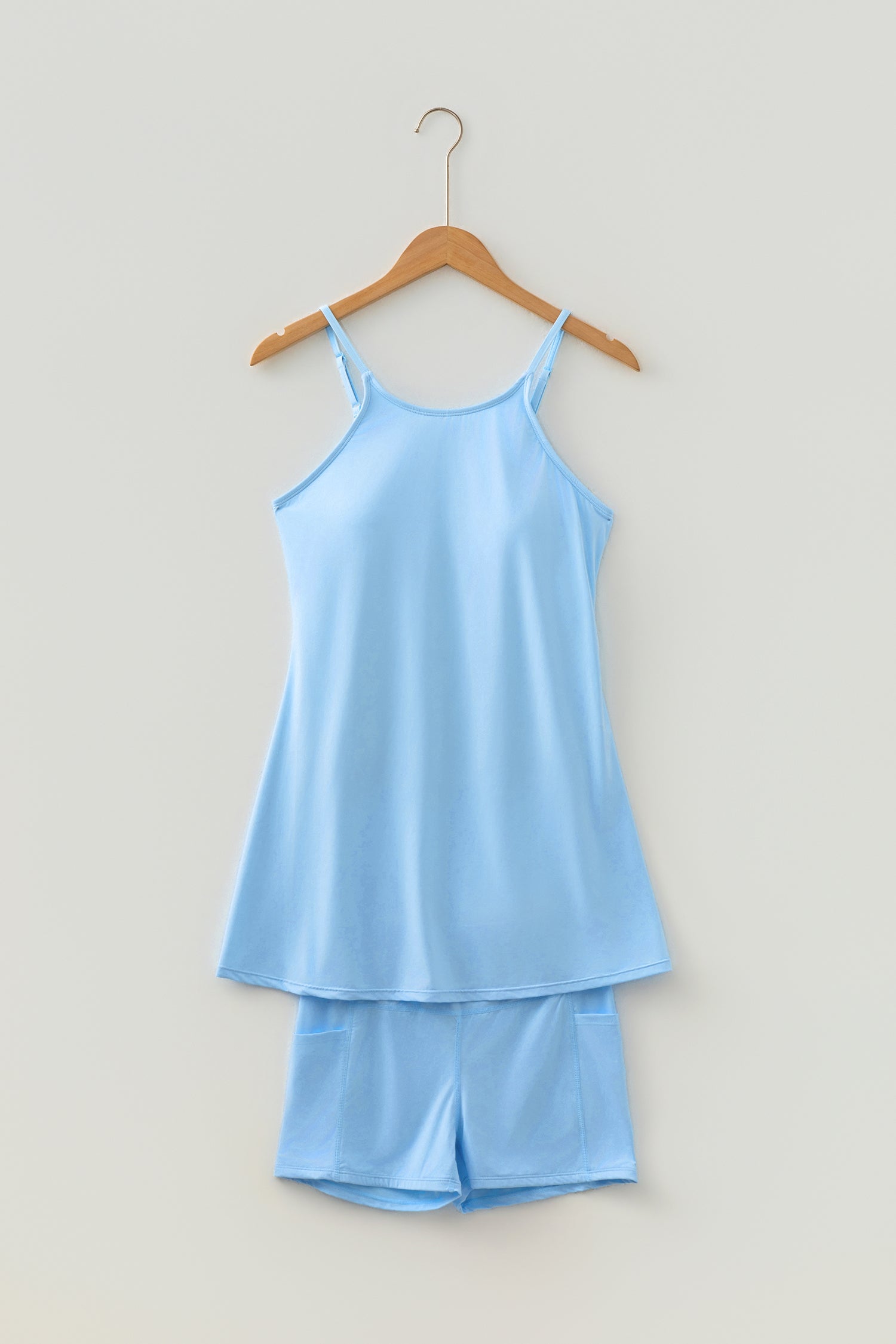 Solid Color Tunic Tank Dress Athletic Shorts Two-Piece Set — everyday dress for women | J&H Apparel