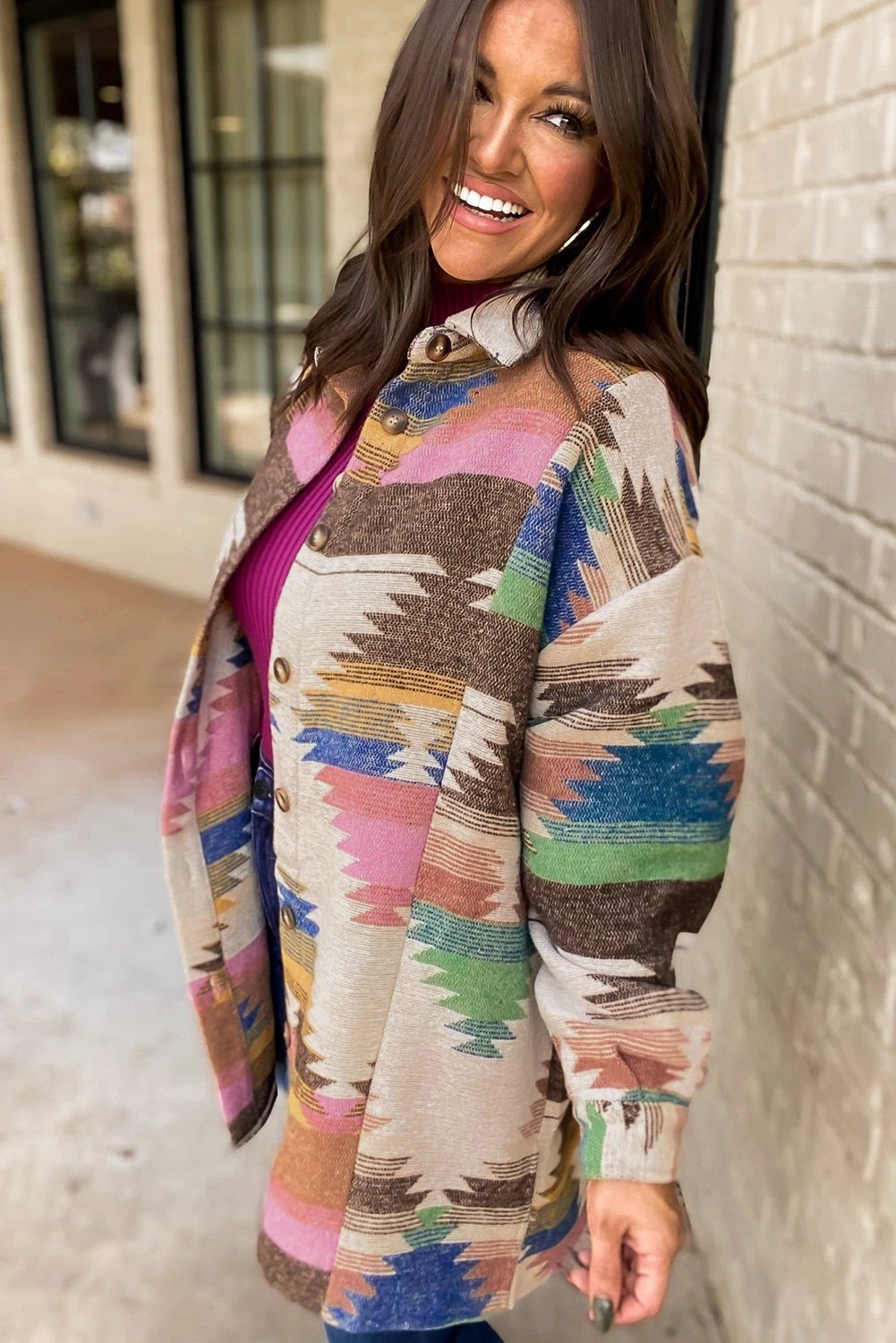  aztec print shacket for women casual everyday outfit