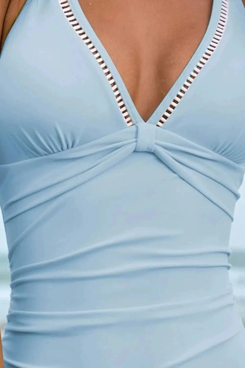 double spaghetti strap one-piece swimwear for women casual everyday outfit