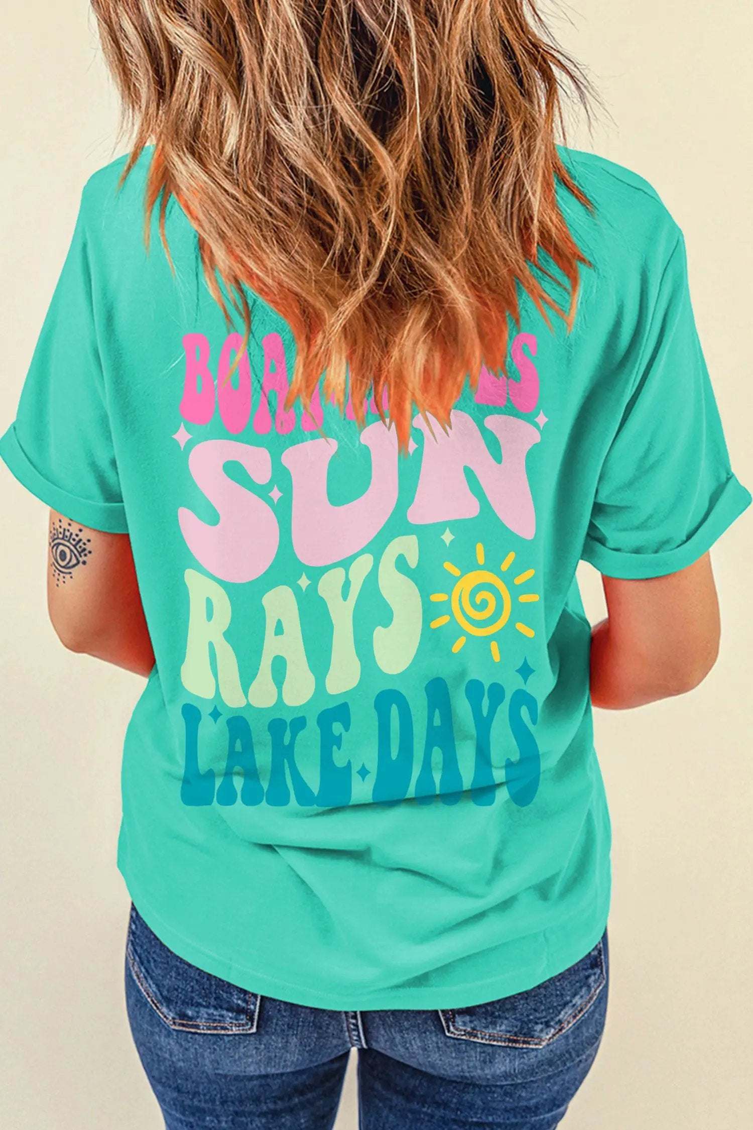 Lake Days double-sided printed graphic tee with relaxed fit and vibrant lake-themed design