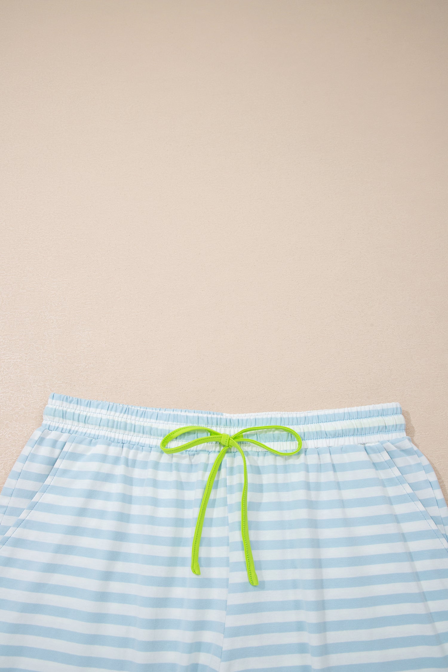 Sunlit Mom Vibes | Striped Tee And Drawstring Shorts Outfit Set