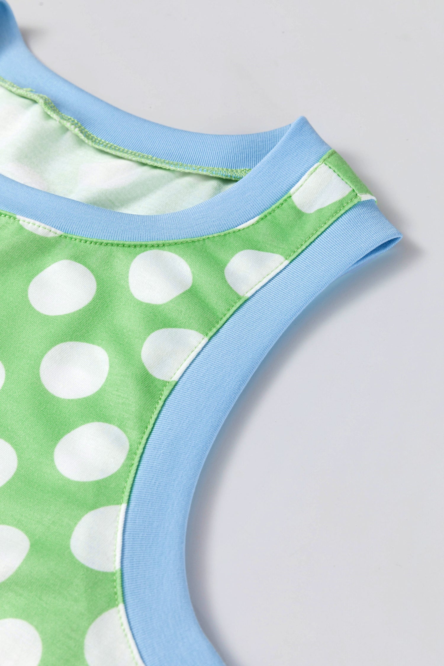 Polka Dot Contrast Trim Round Neck Loose Tank Top — women's everyday top | J&H Apparel