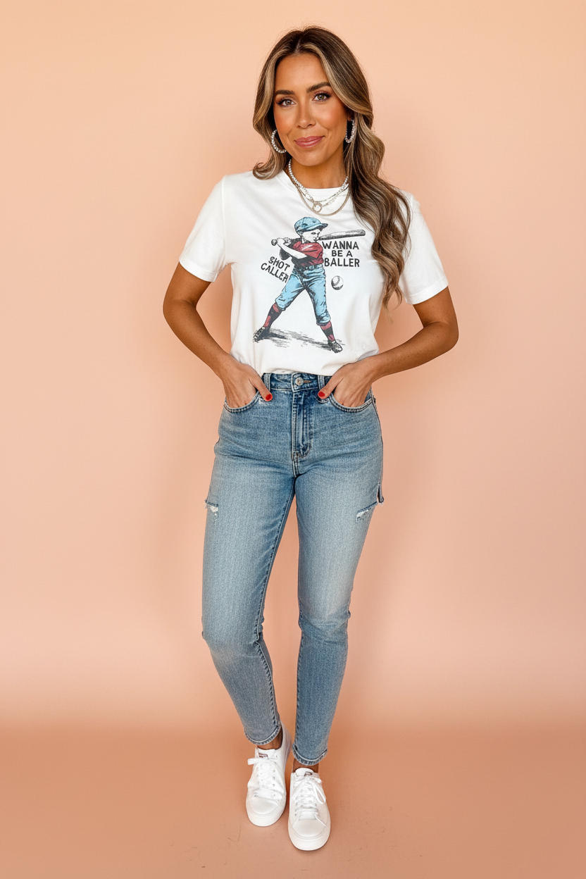 SHOT CALLER WANNA BE A BALLER Casual Graphic Tee