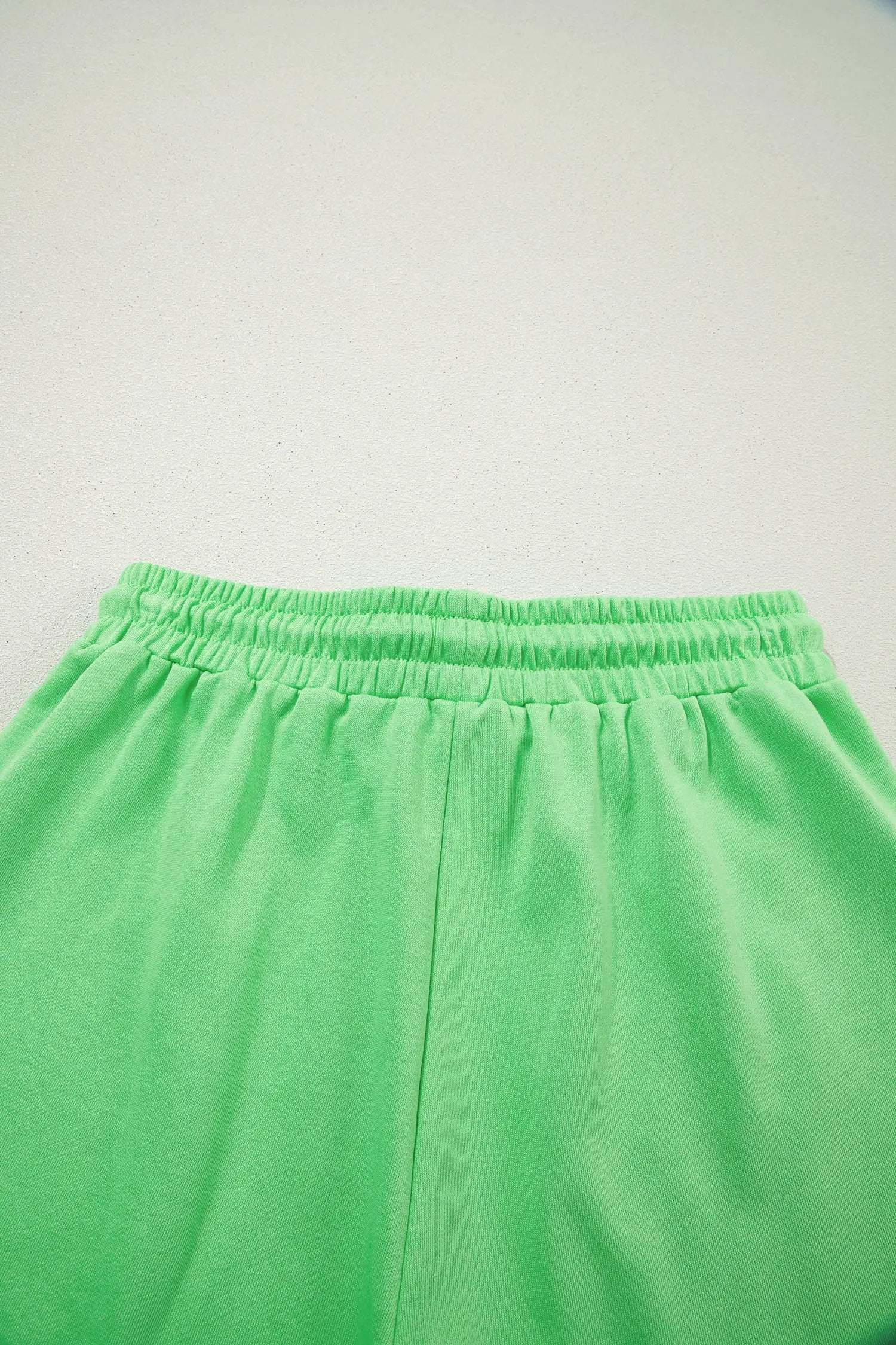 J&H Apparel Green Solid Color Puffy Loose Top Drawstring Shorts 2pcs Outfit - Outfit Sets Two Piece Sets/Short Sets