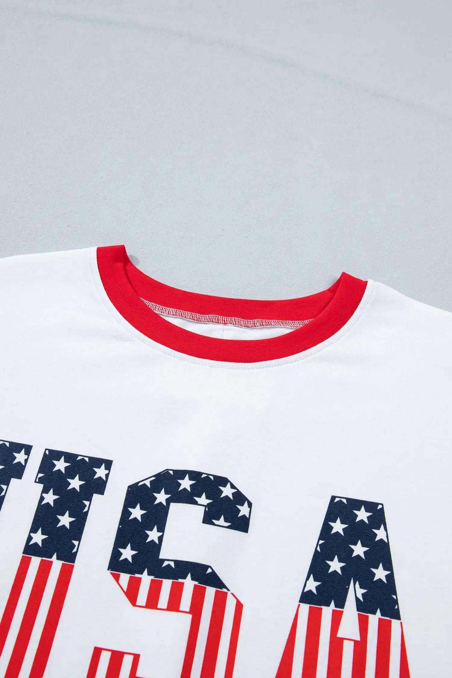 Dear-Lover Dropshipping Jet Stream Flag Print USA Graphic Patchwork Casual Tee - T-Shirts Graphic/Graphic Tees