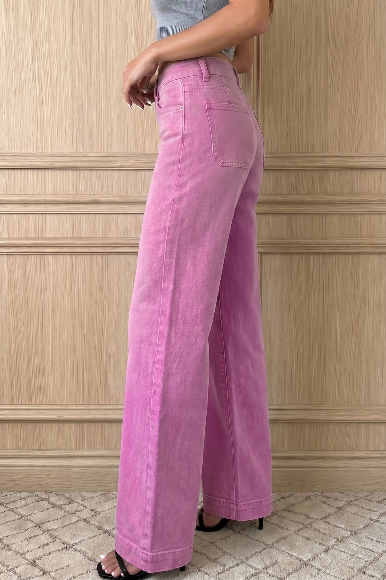 Boss Mom Energy | 2-Button High Waist Flared Wide-Leg Jeans