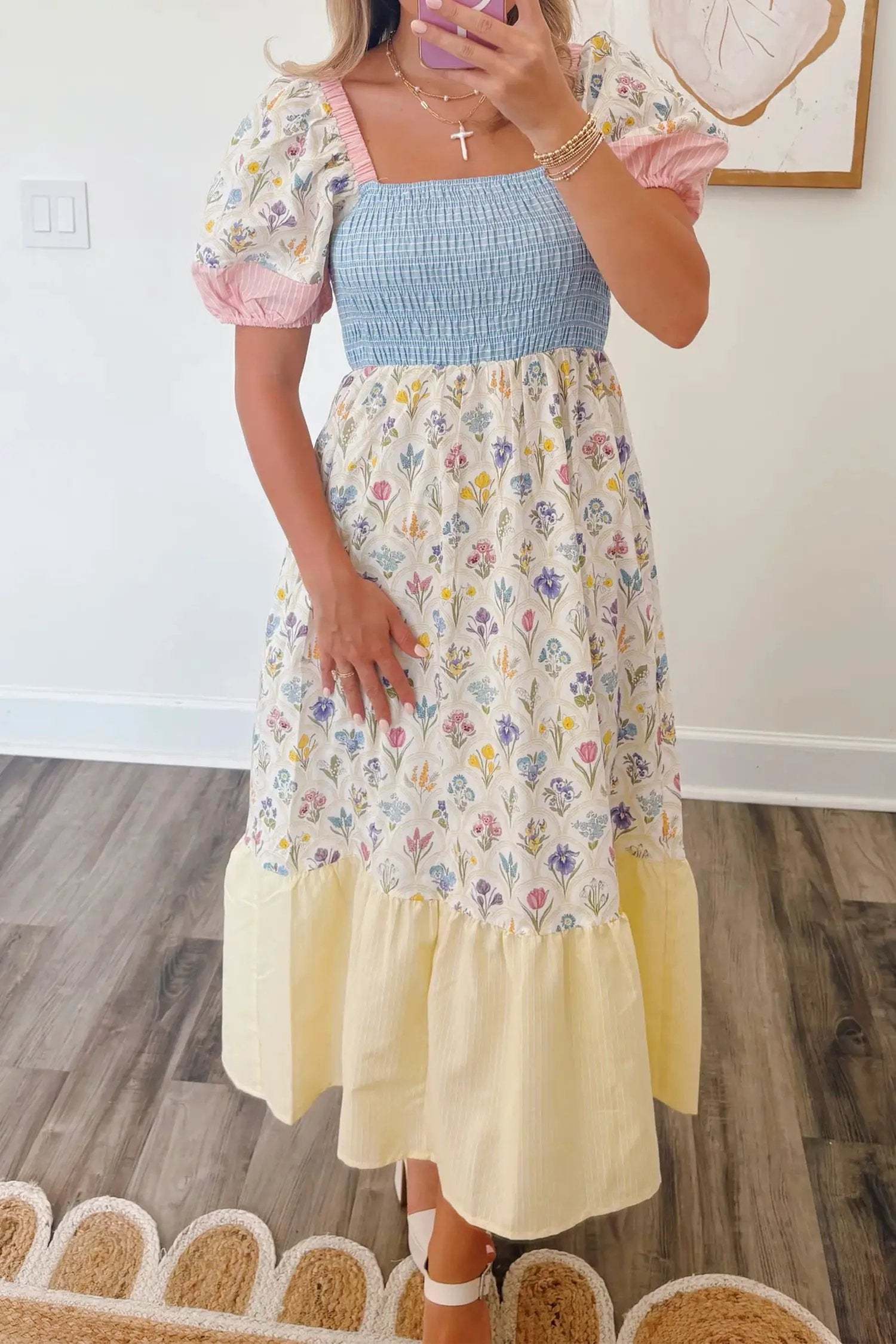 Patchwork floral maxi dress
