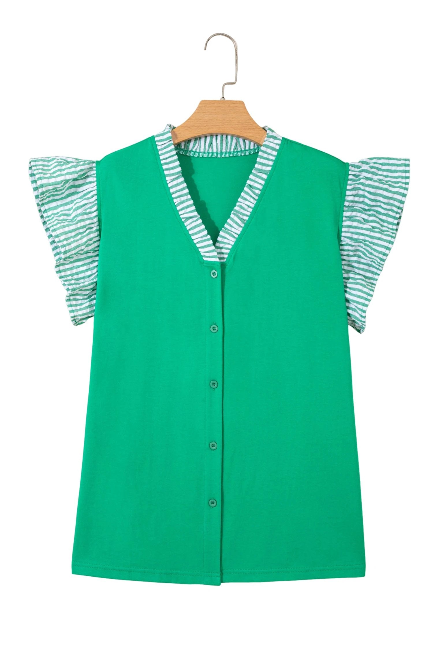 plus size flutter sleeve blouse