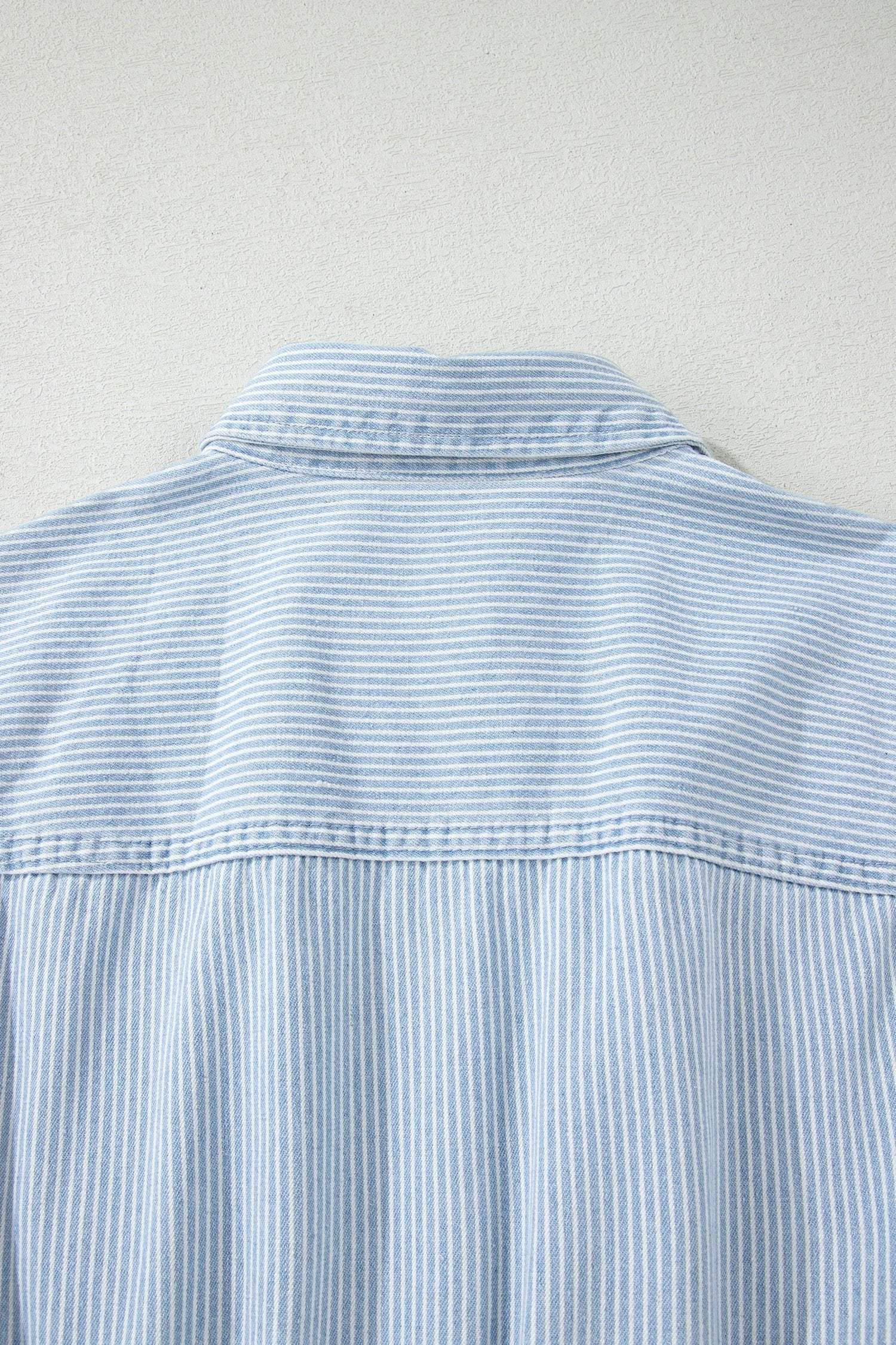 sky blue stripe collared button front sleeveless denim mini dress for women casual everyday outfit