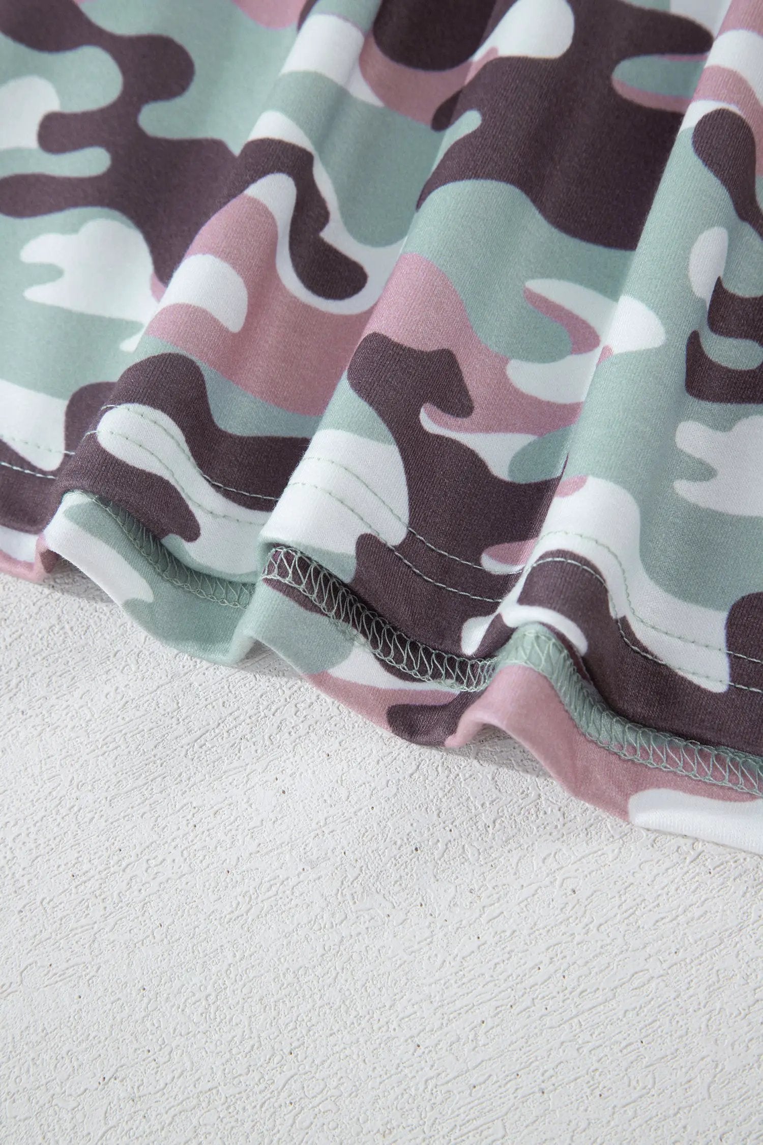 women's green camouflage print drawstring mini skort with elastic waist