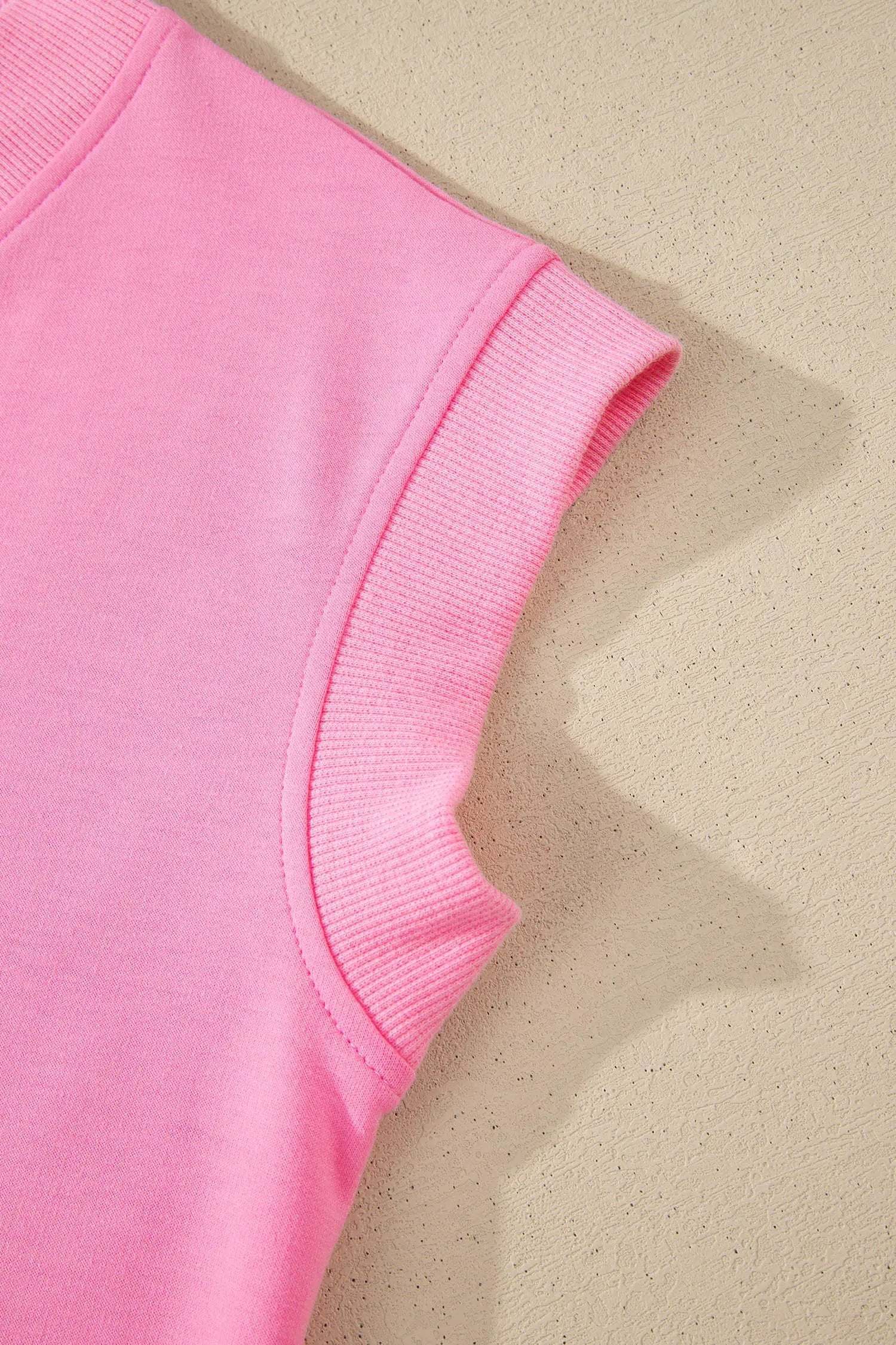 Pink Mom Chic V-neck short sleeve top and drawstring shorts 2-piece outfit set