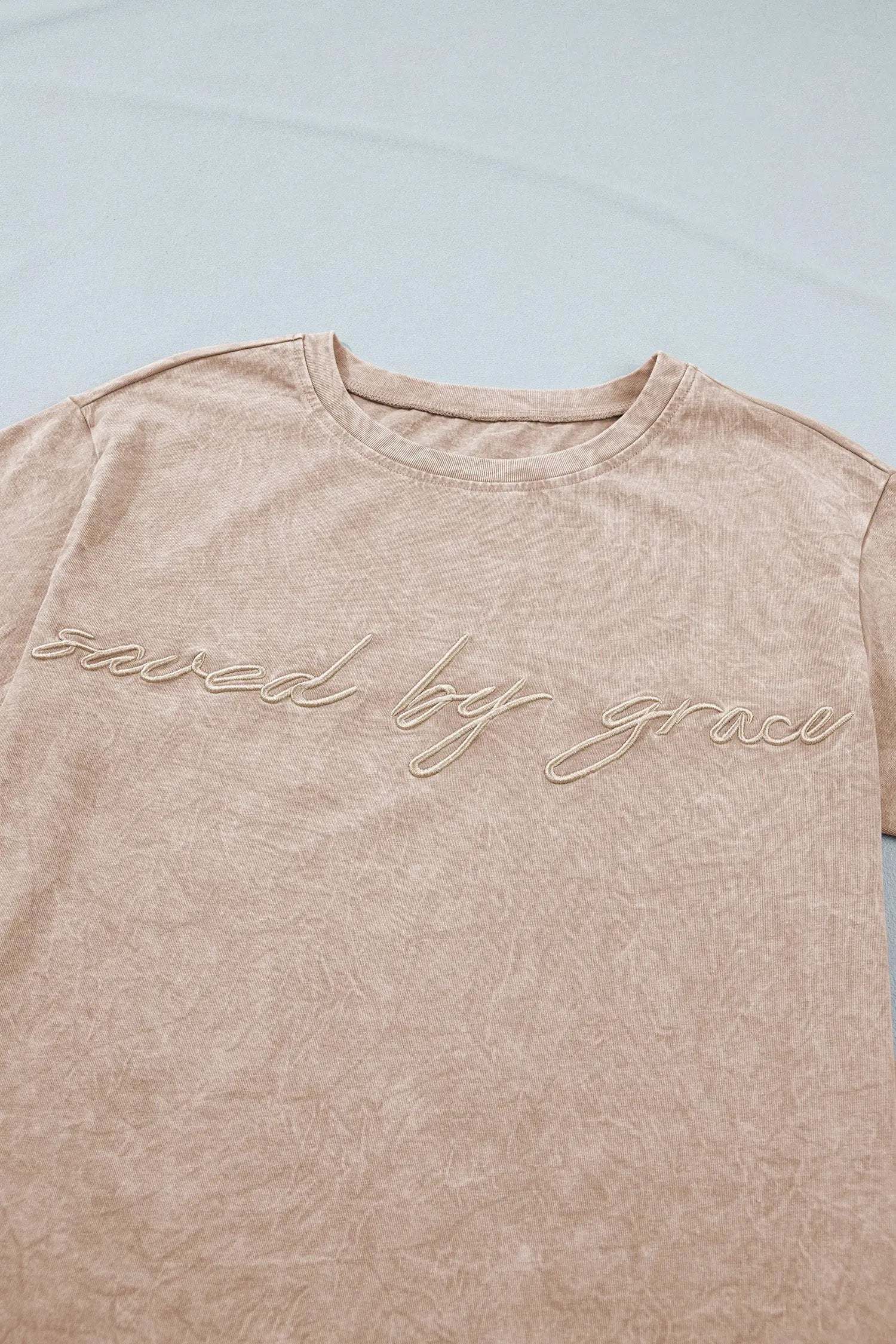Dear-Lover Dropshipping Casual saved by grace Mineral Washed Cotton T Shirt - T-Shirts Graphic/Graphic Tees