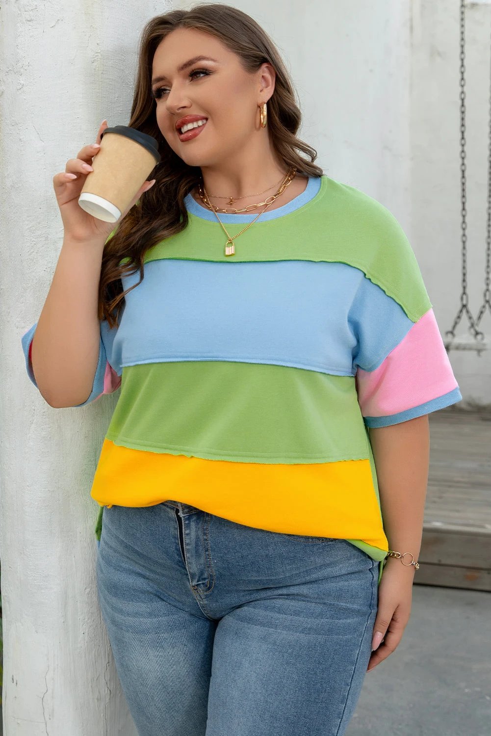 plus size color block tee
