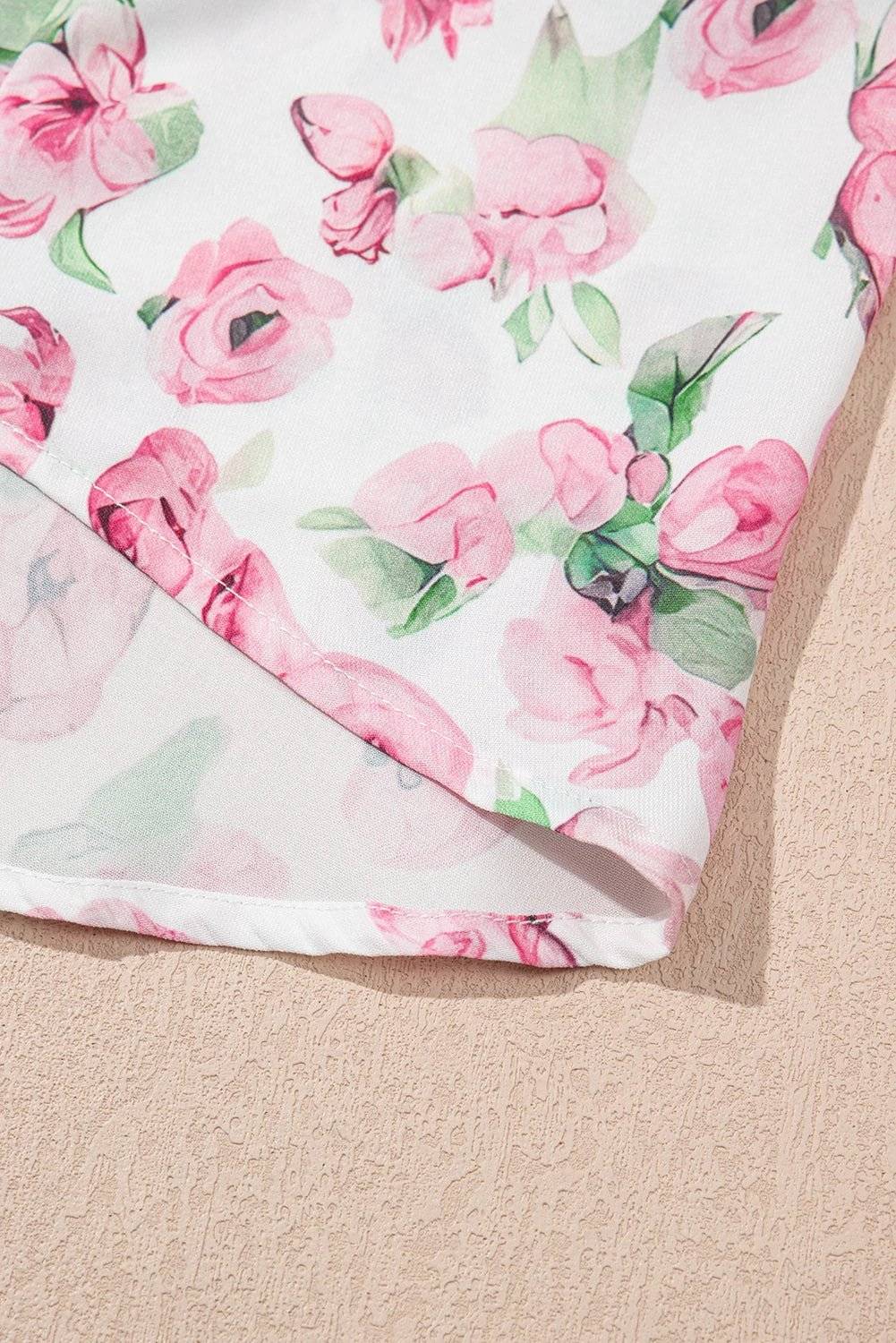 pink floral split neck short sleeve loose plus size mini dress for women casual everyday outfit