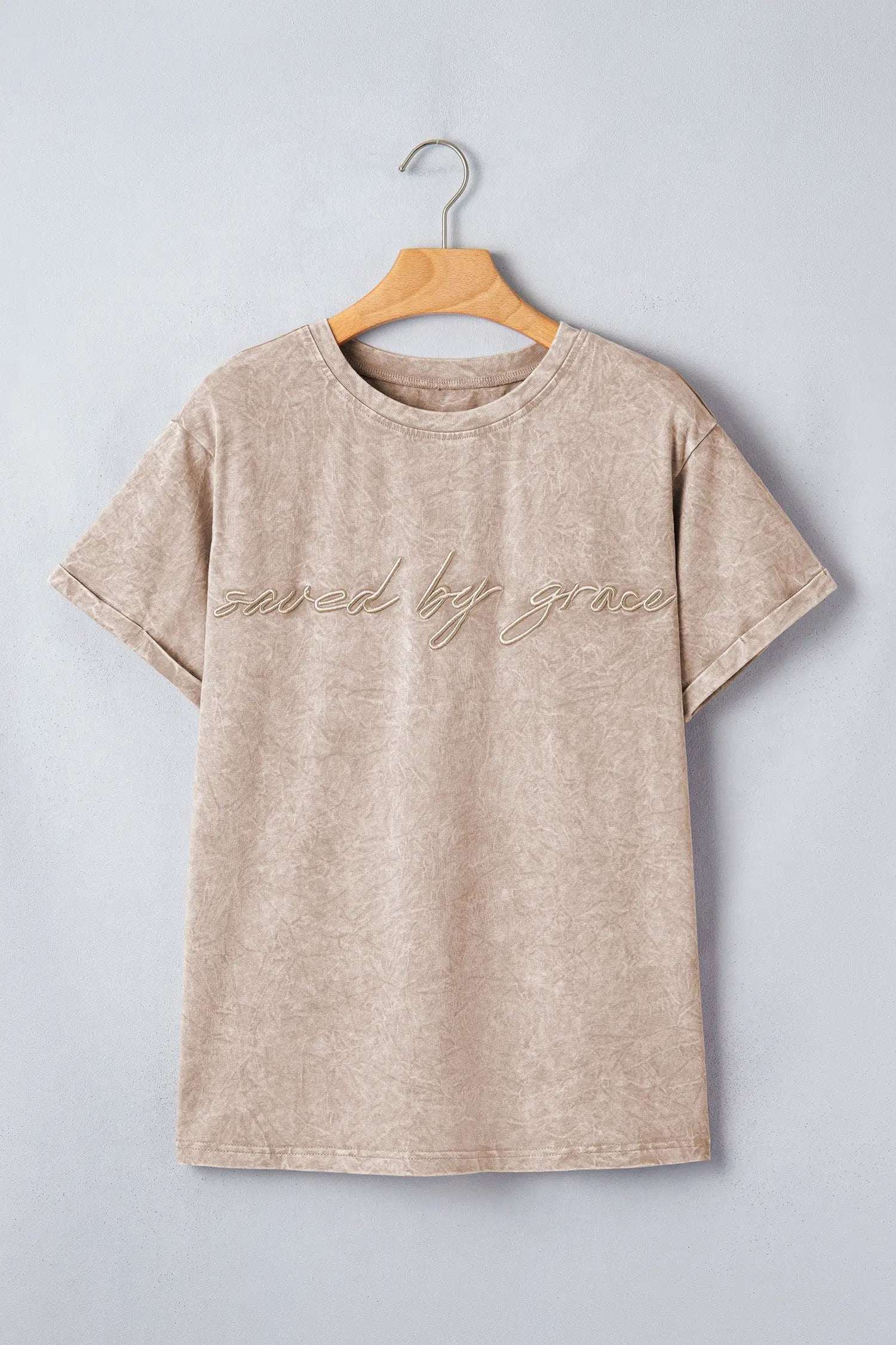 Dear-Lover Dropshipping Casual saved by grace Mineral Washed Cotton T Shirt - T-Shirts Graphic/Graphic Tees