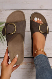 faux suede slip-on sandals