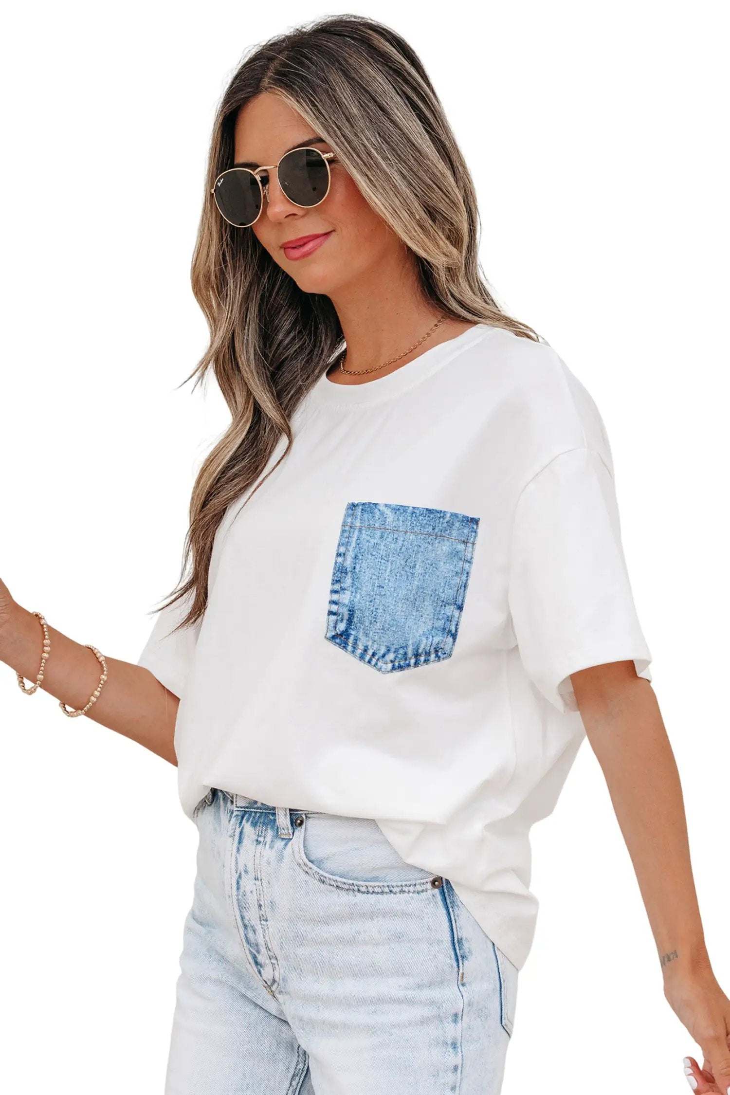 color block patch pocket tee