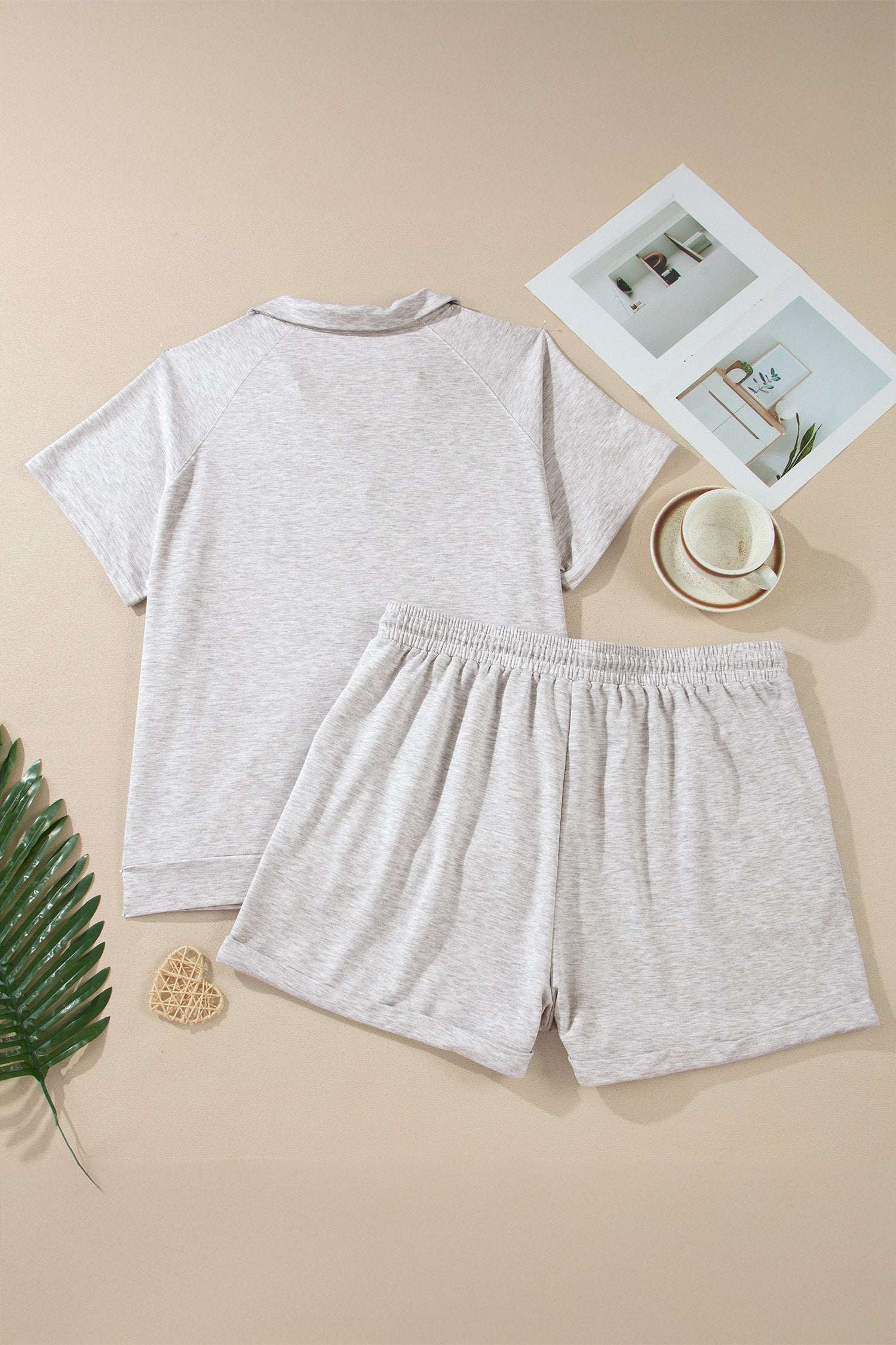 Plus Size Two Piece Outfit Set | V-Neck Elastic Waist Style