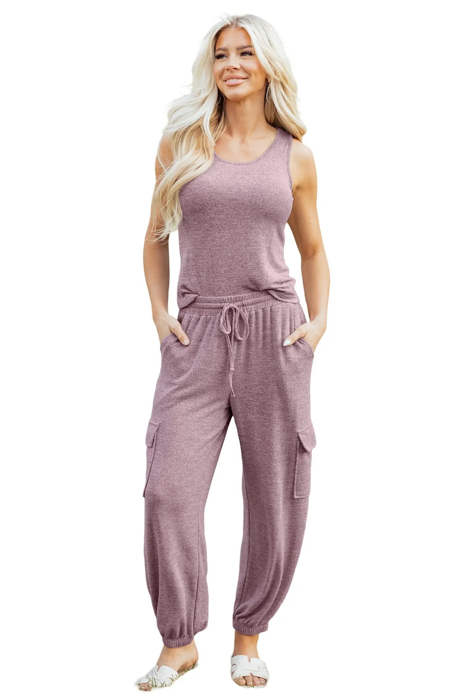 J&H Apparel Orchid Bouquet Casual Tank Top Drawstring Jogger Pants 2pcs Outfit - Outfit Sets Two Piece Sets/Pant Sets