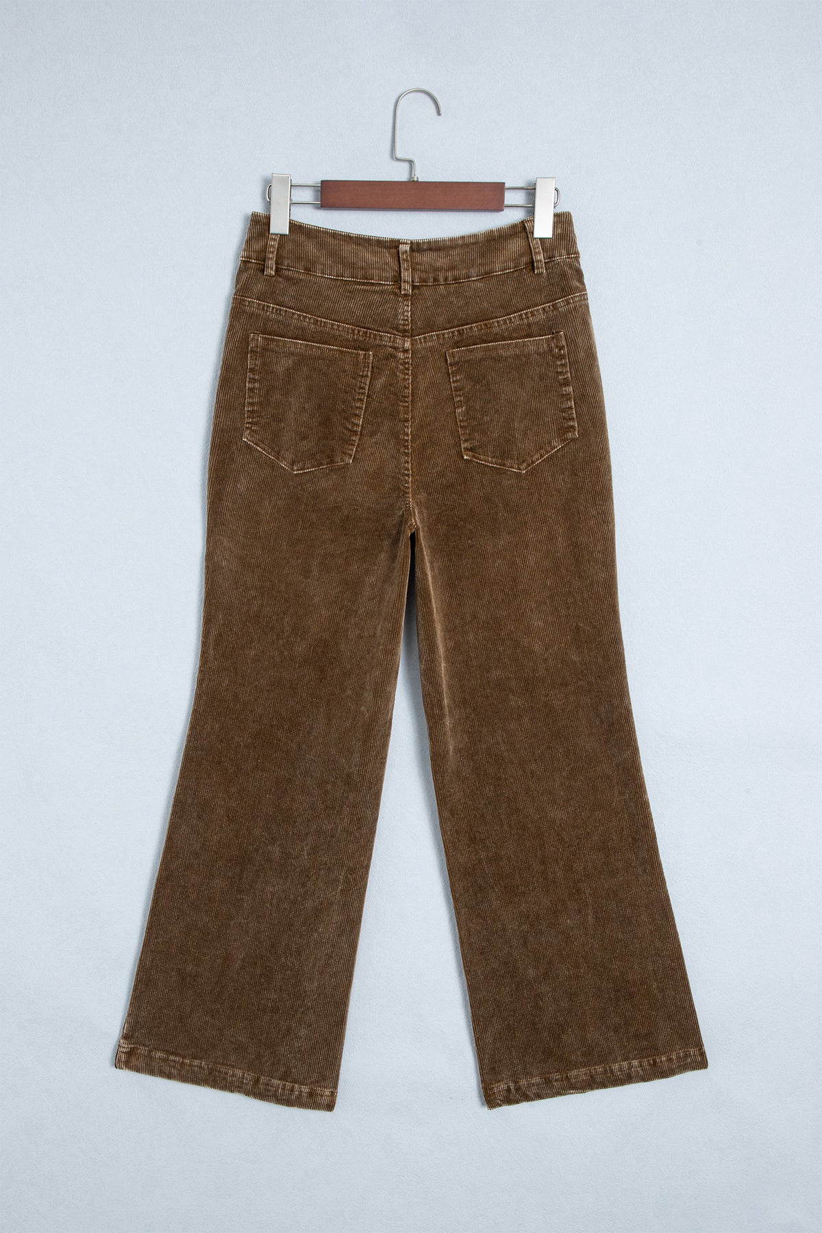 Straight Leg Corduroy Metal Button Zip-Up Pants