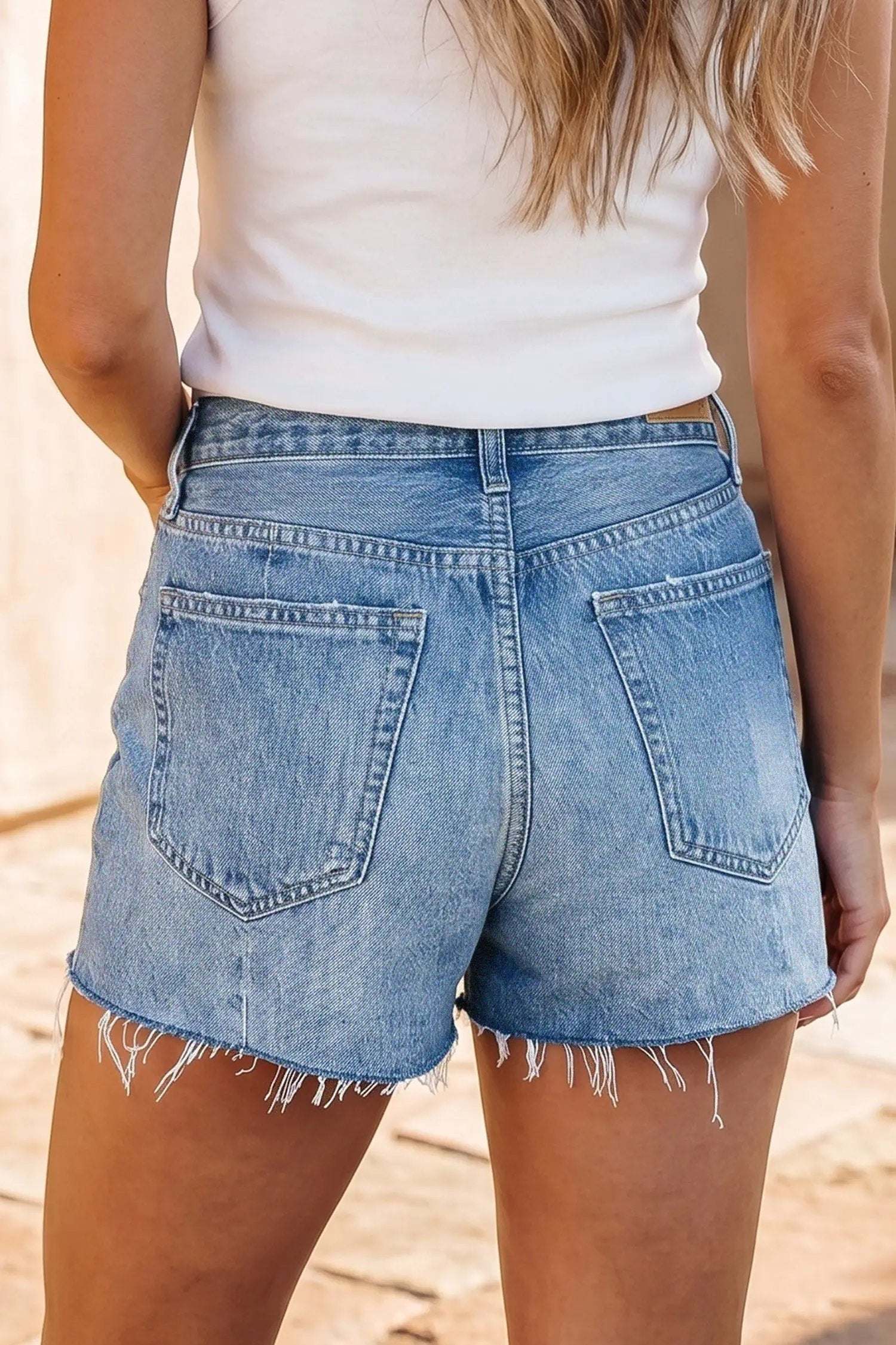 J&H Apparel Acid Wash Raw Hem Denim Shorts - Denim Shorts Bottoms/Denim Shorts
