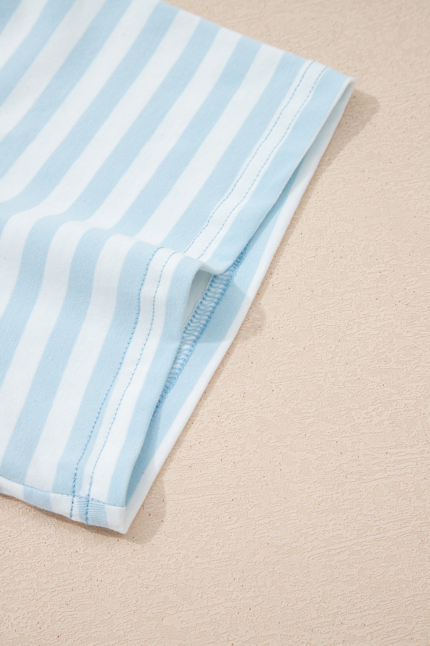 Sunlit Mom Vibes | Striped Tee And Drawstring Shorts Outfit Set