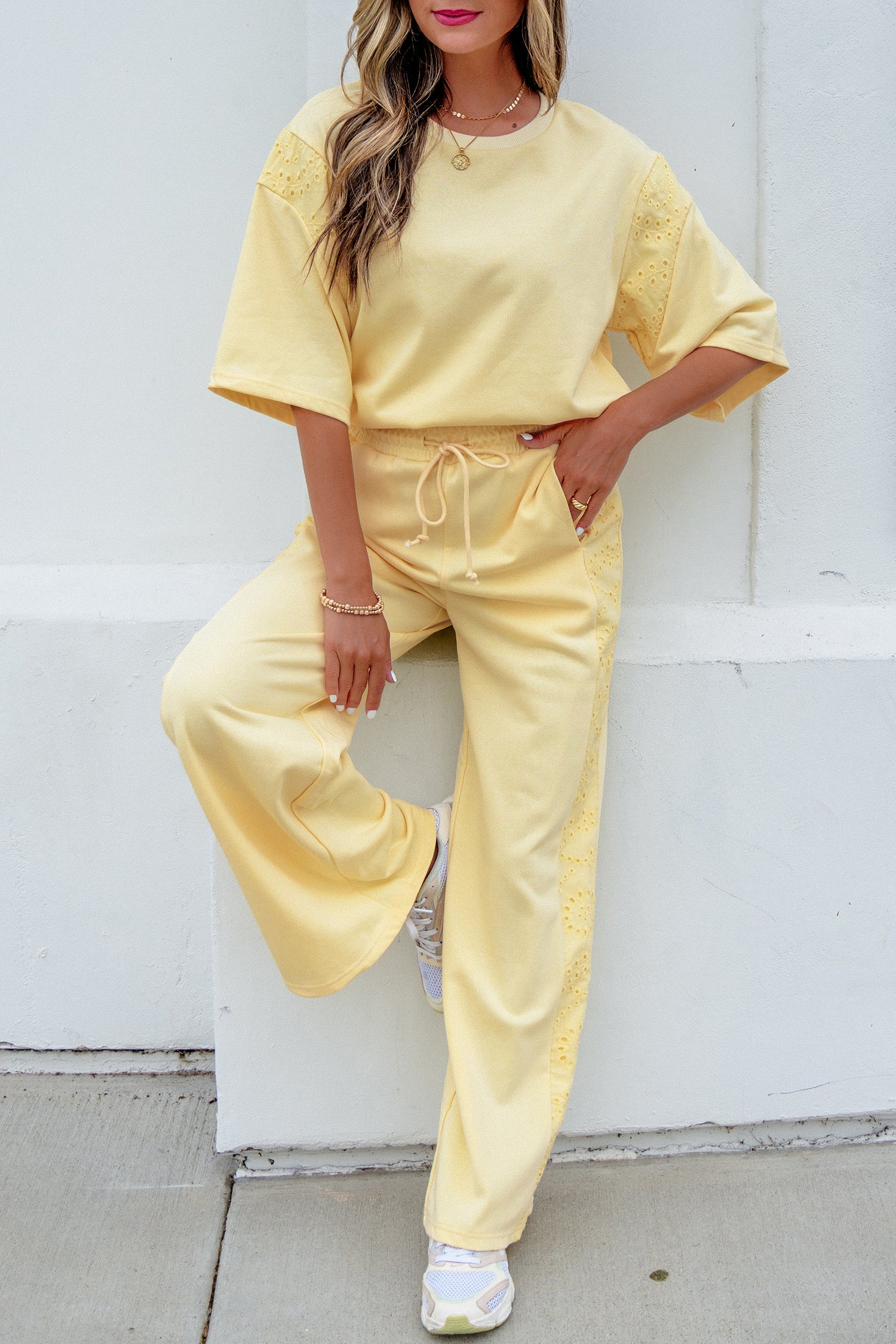 Patchwork Top and Elastic-Waist Pants — women's everyday pants | J&H Apparel