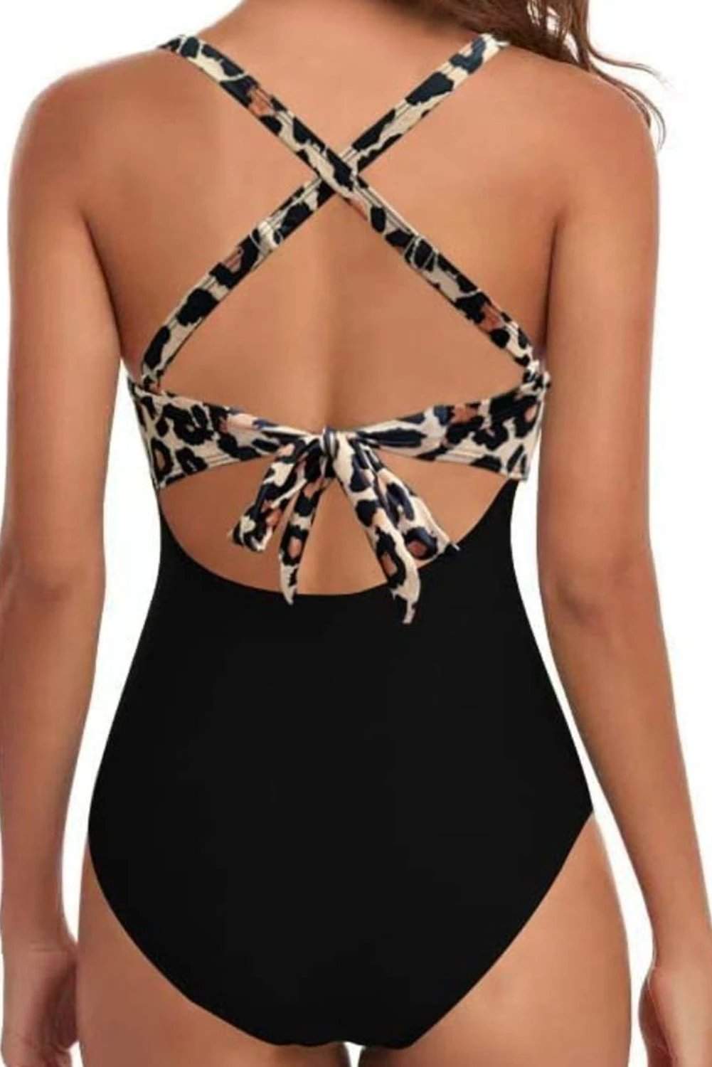 two-tone leopard print monokini