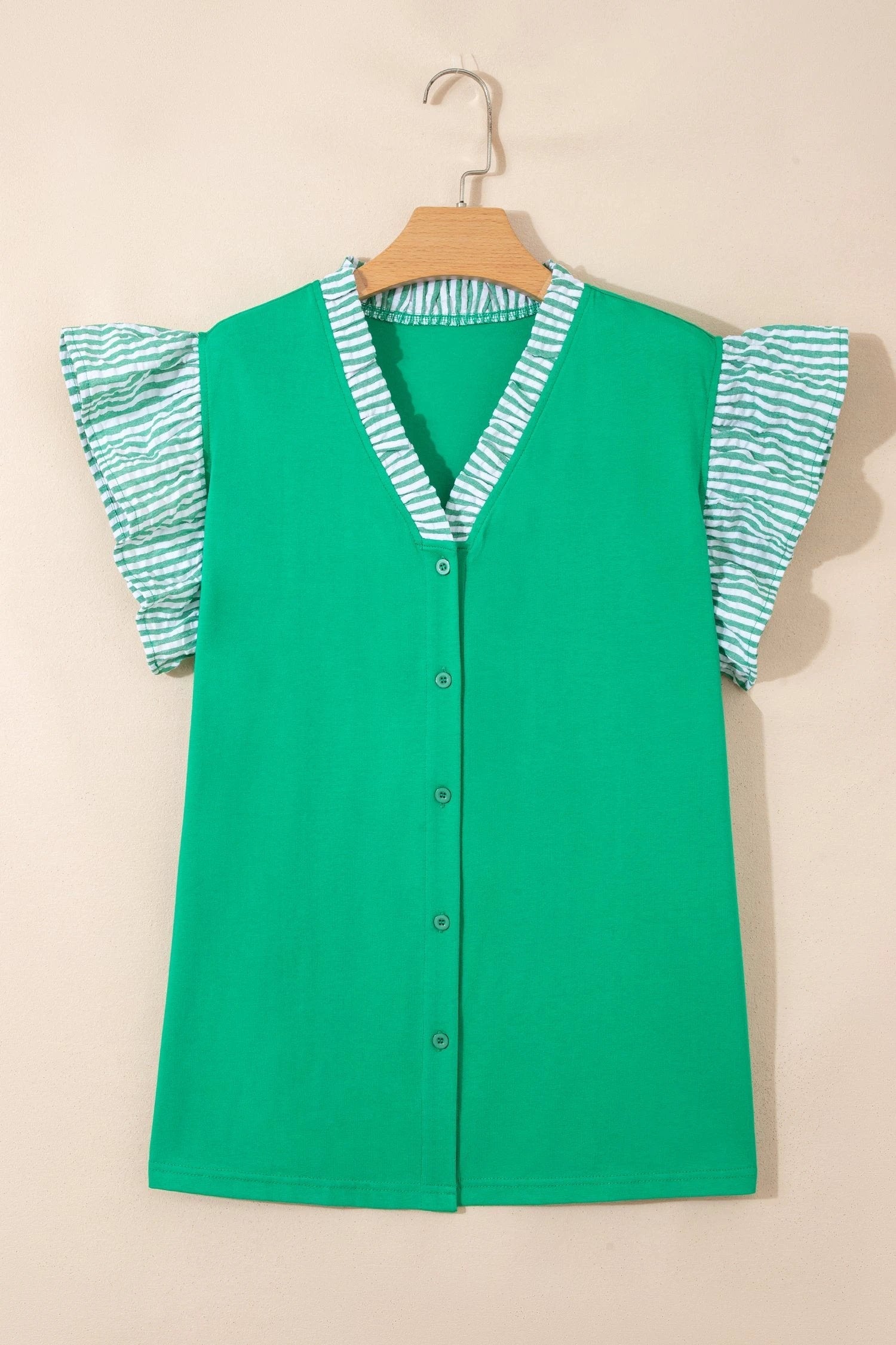 plus size flutter sleeve blouse