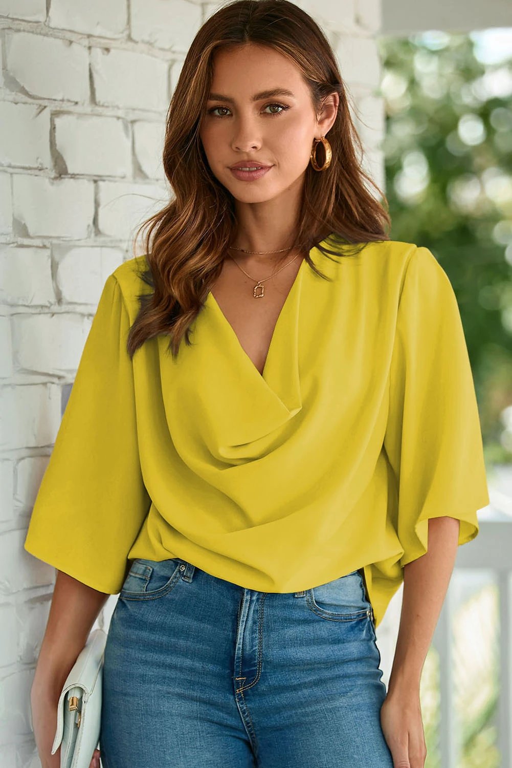 short sleeve wrap blouse