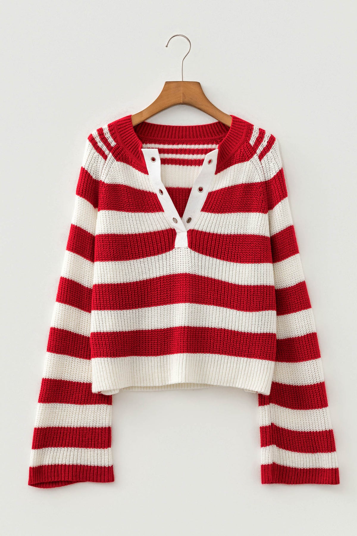 Stripe Striped Color Block V-Neck Long Sleeve Shift Sweater