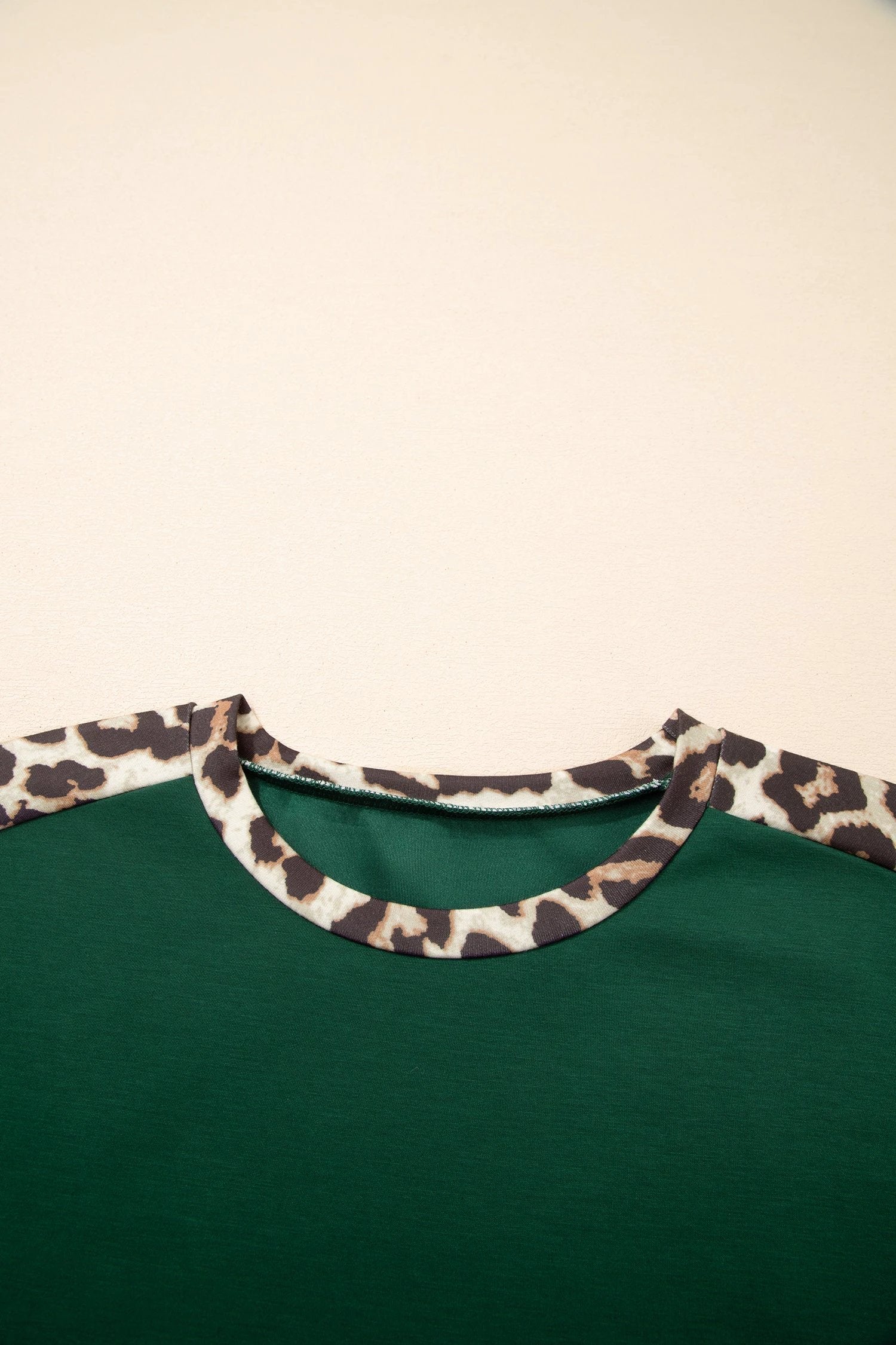 Leopard Trim Sea Green Tee