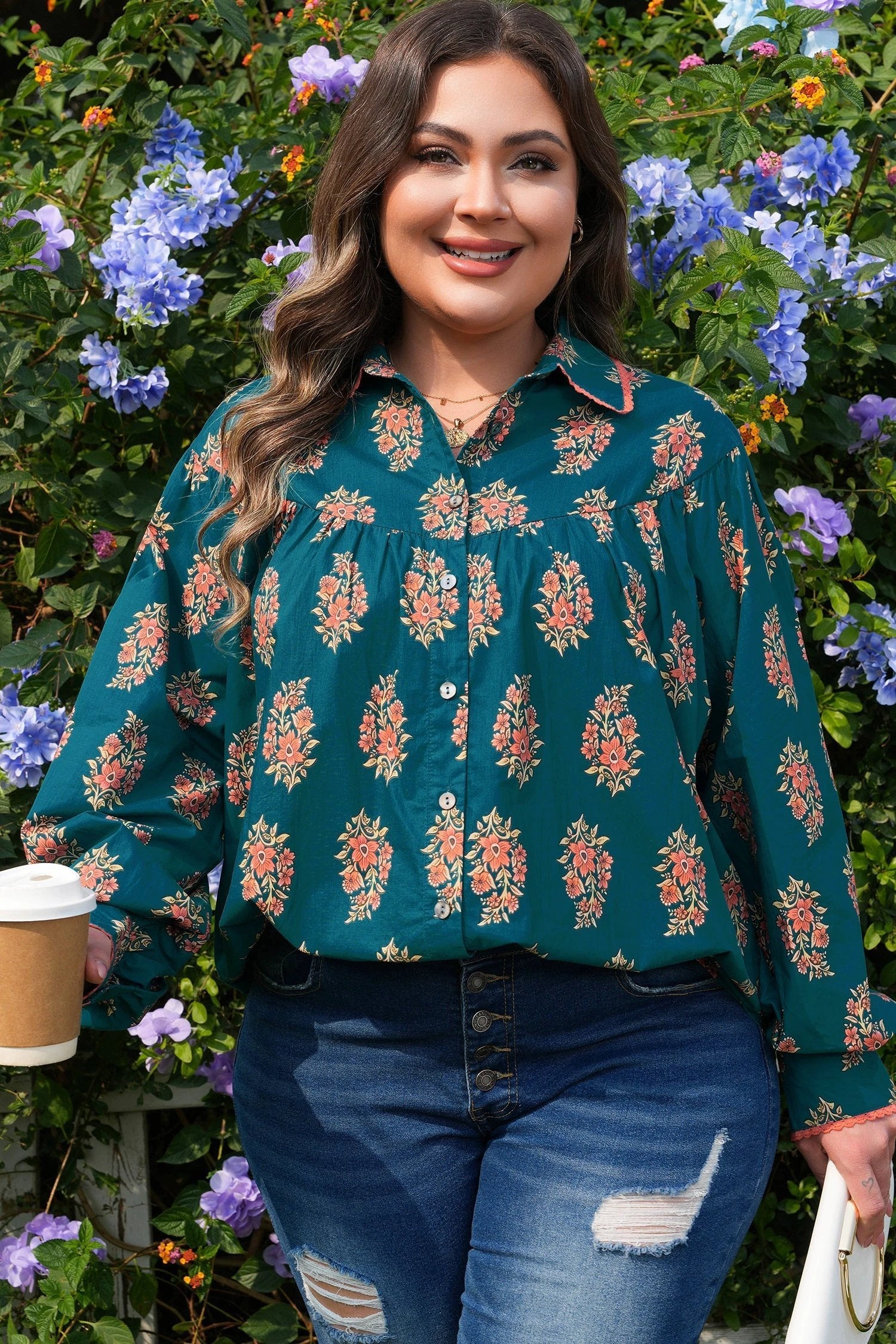 plus size floral blouse