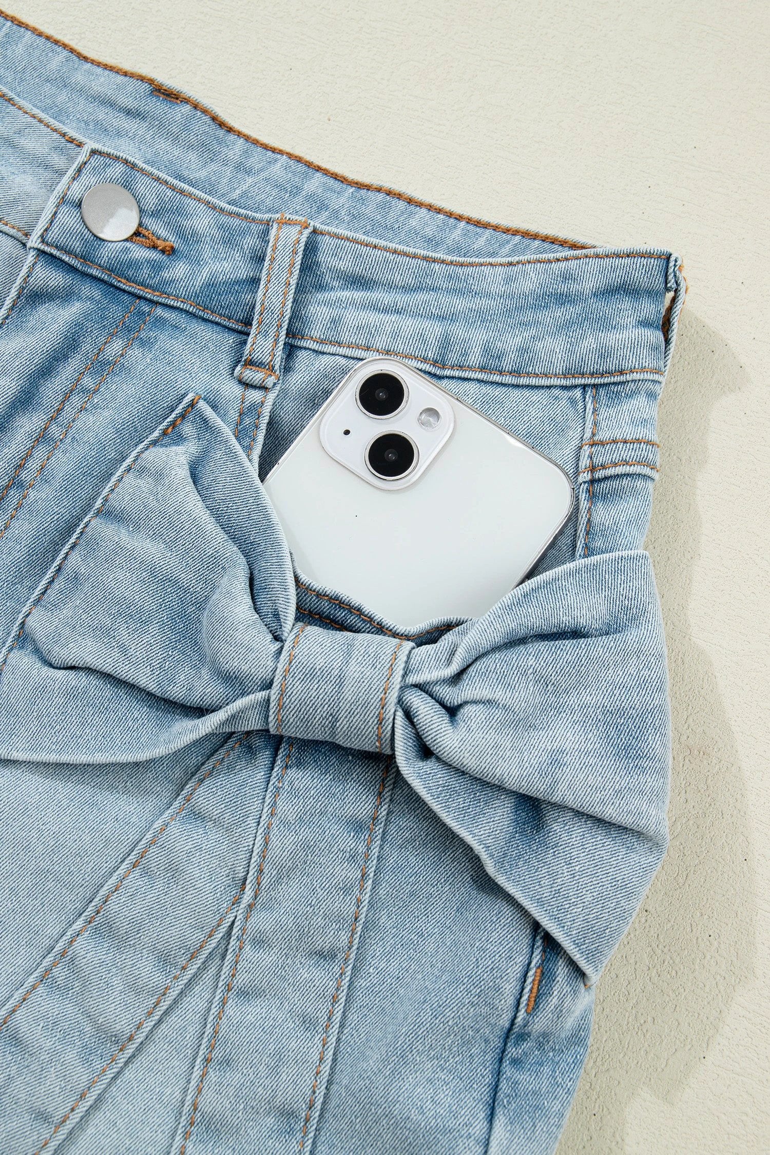  bow detail denim shorts for women casual everyday outfit