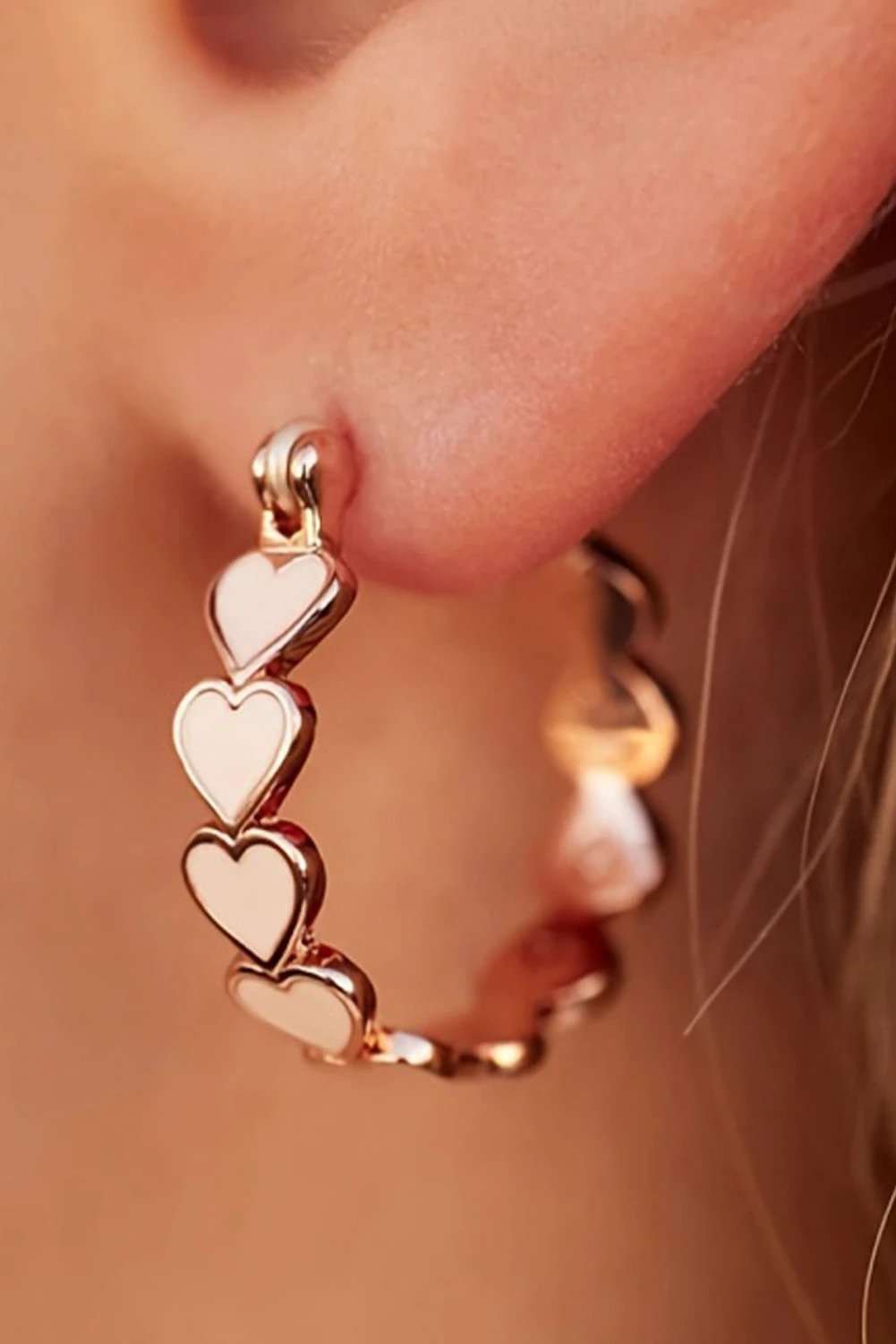 Heart shape plated alloy small gold-tone hook earrings with polished finish