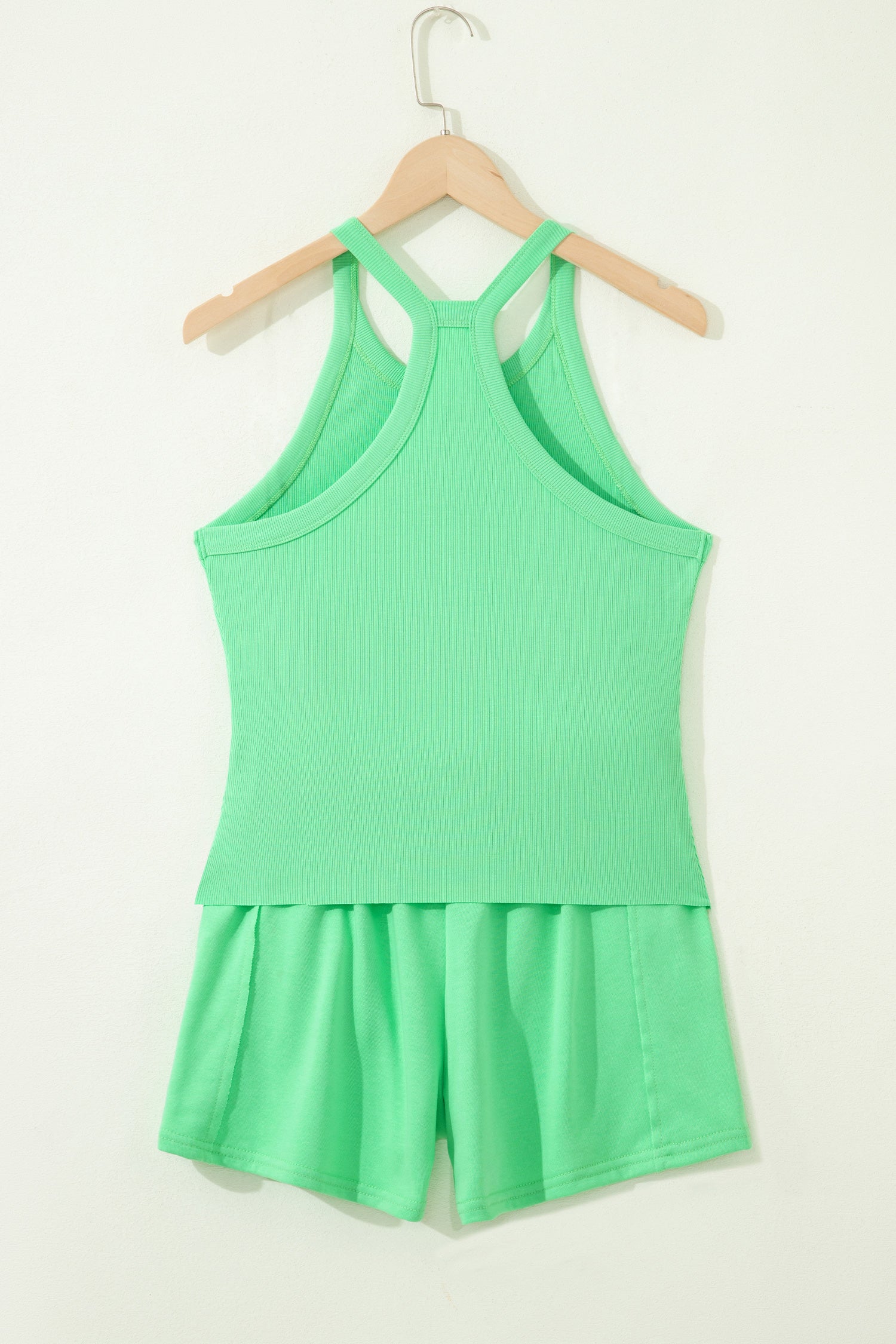 Ribbed Tank Top Shorts Set | Elastic High-Waist Outfit