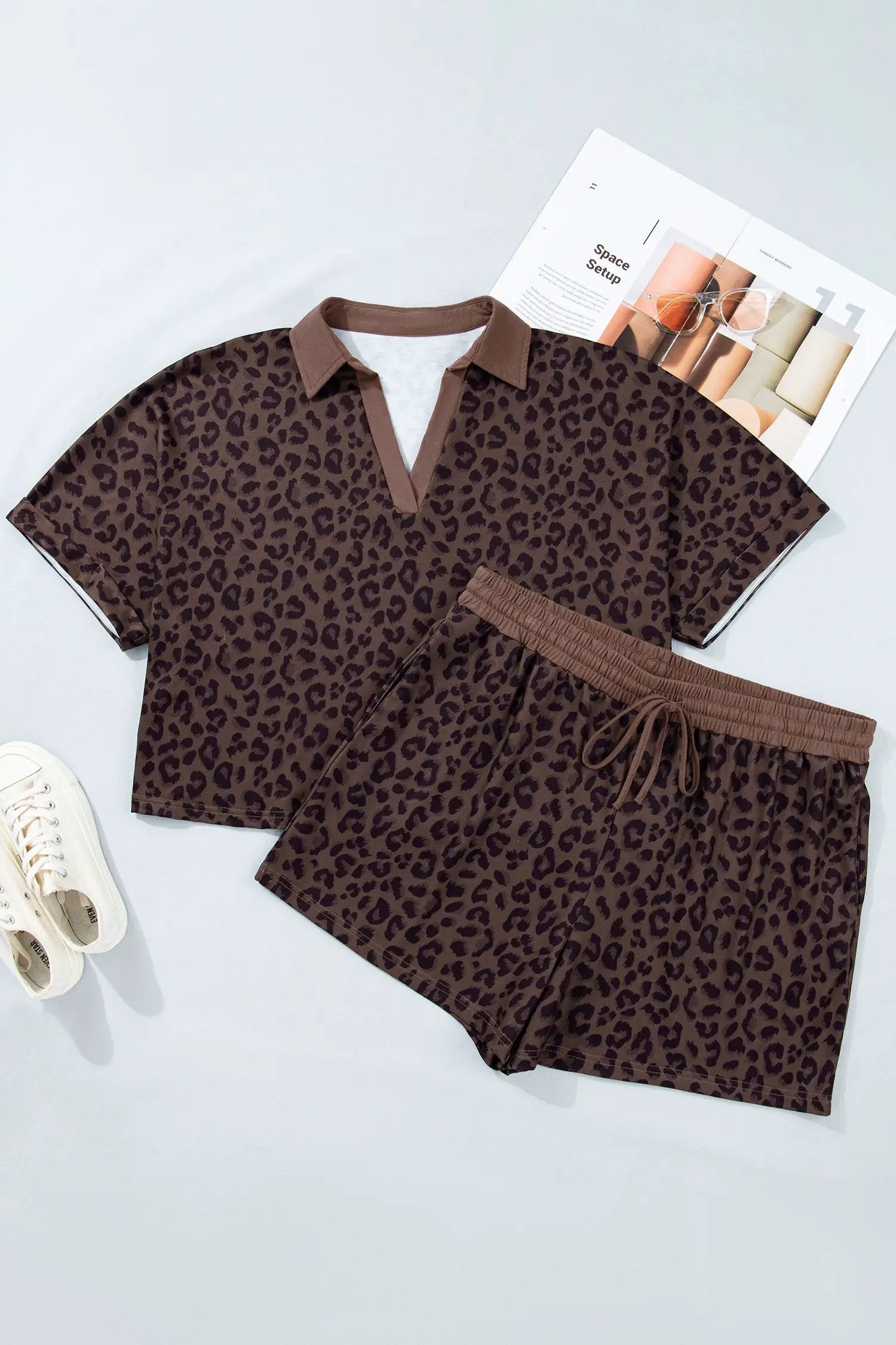 plus size leopard print lounge set