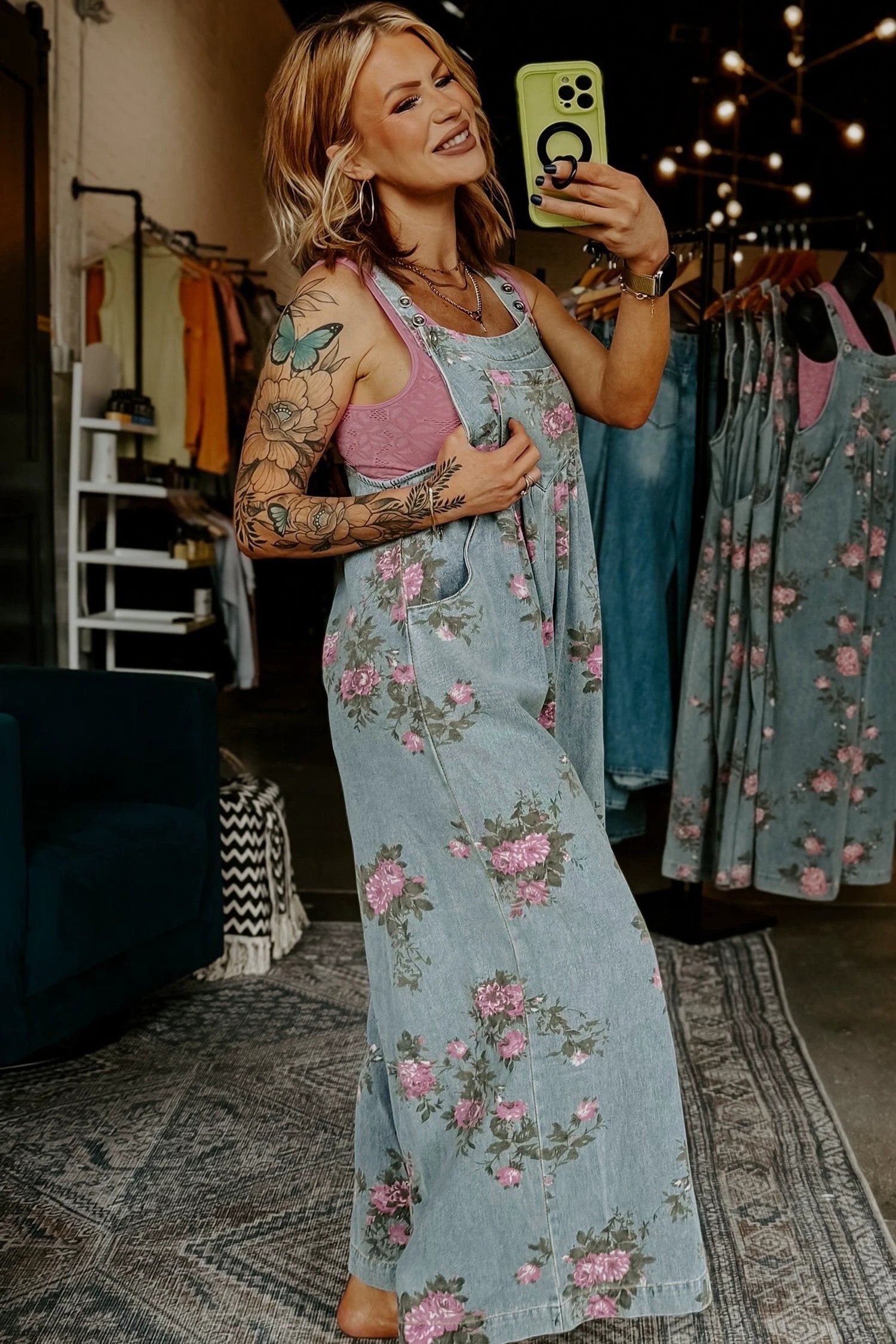  vintage floral denim overalls for women casual everyday outfit