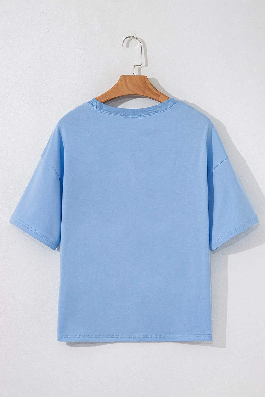 denim flag bow graphic crewneck tee for women casual everyday outfit