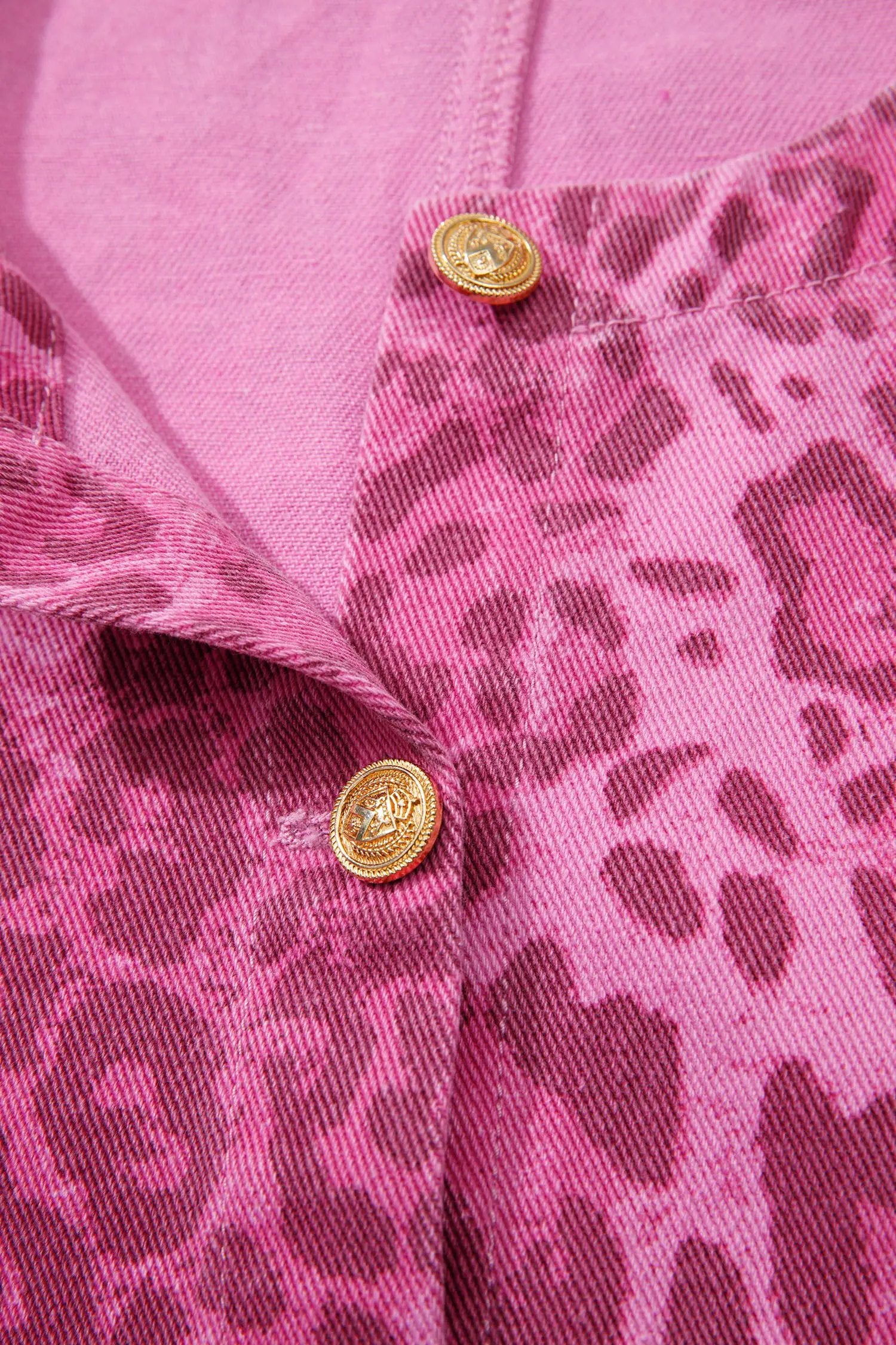 Dear-Lover Dropshipping Pink Leopard Denim Buttoned Shift Sleeveless Dress - Dresses/Mini Dresses