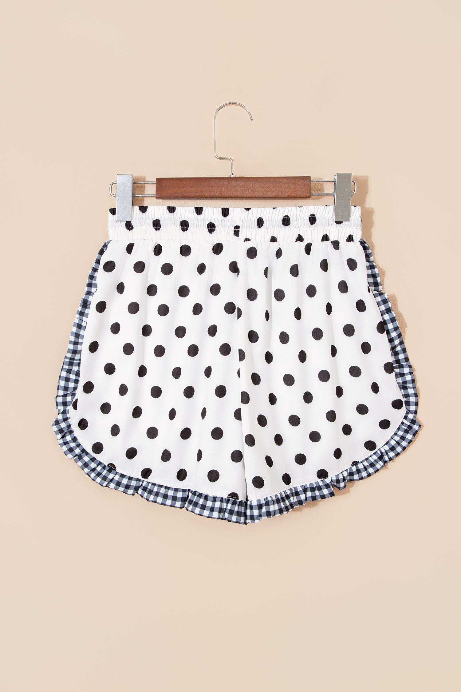 Polka Dot Contrast Ruffle Trim Shorts — women's everyday bottoms | J&H Apparel