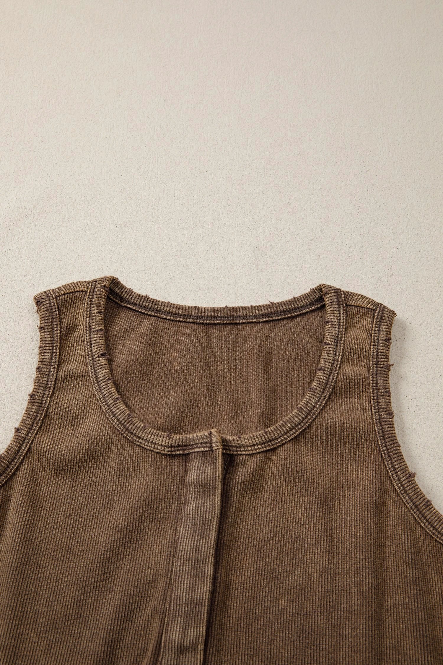 coffee vintage distressed ribbed mineral wash tank top for women casual everyday outfit