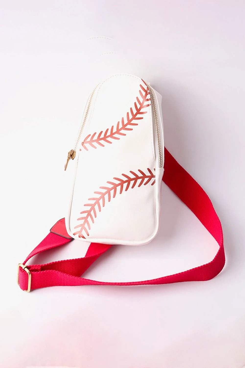racing red balls pattern pu leather zipped sling bag for women casual everyday outfit