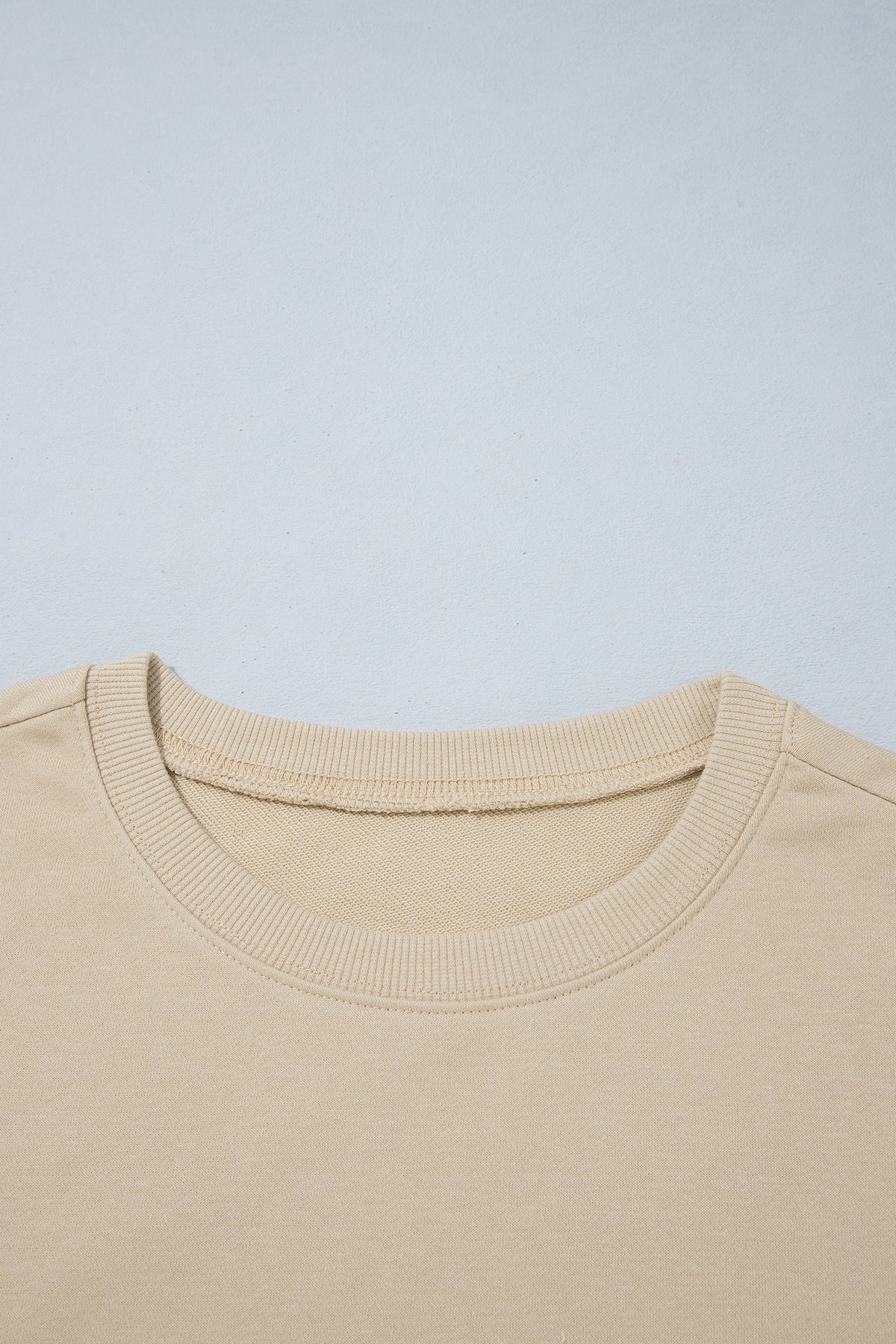 Khaki Polka Dot Patchwork Sleeve Crew Neck Loose Pullover Sweatshirt